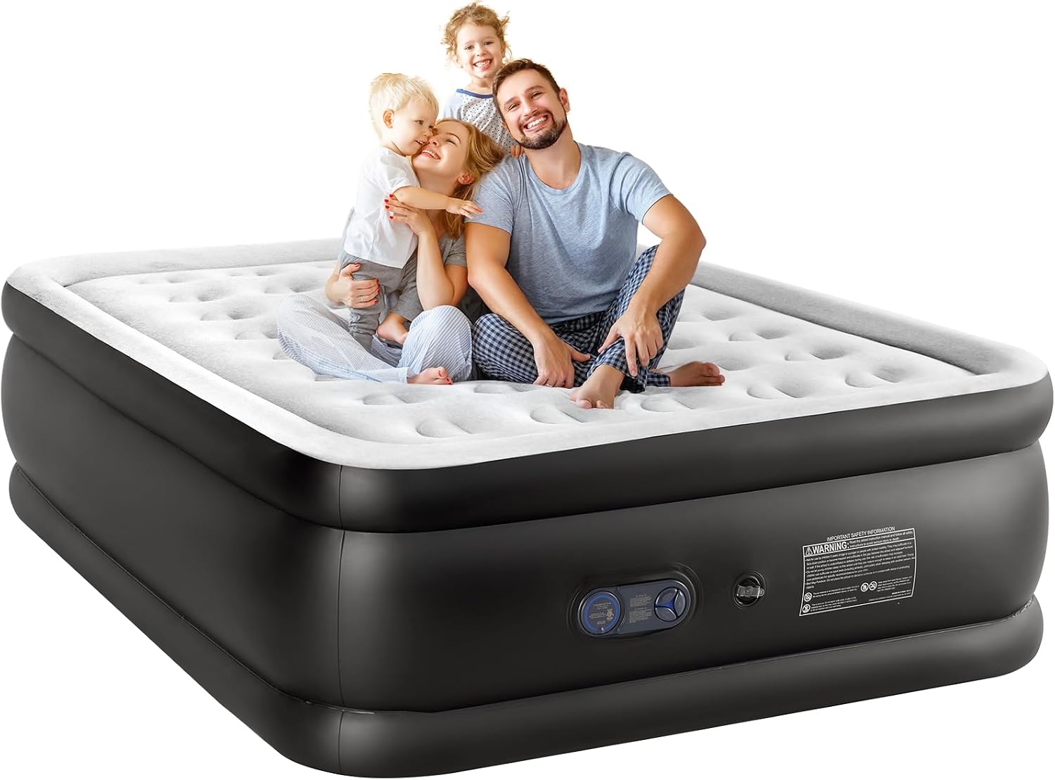 Detalle de DUMOS Queen Air Mattress, 22-Inch Double-Height with Built-In Pump