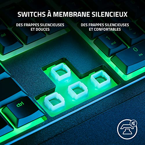 Detalle de Razer Ornata V3 X – Clavier Gamer à Profil Bas, switches à membrane silencieux, repose-poignet ergonomique (AZERTY, Noir)