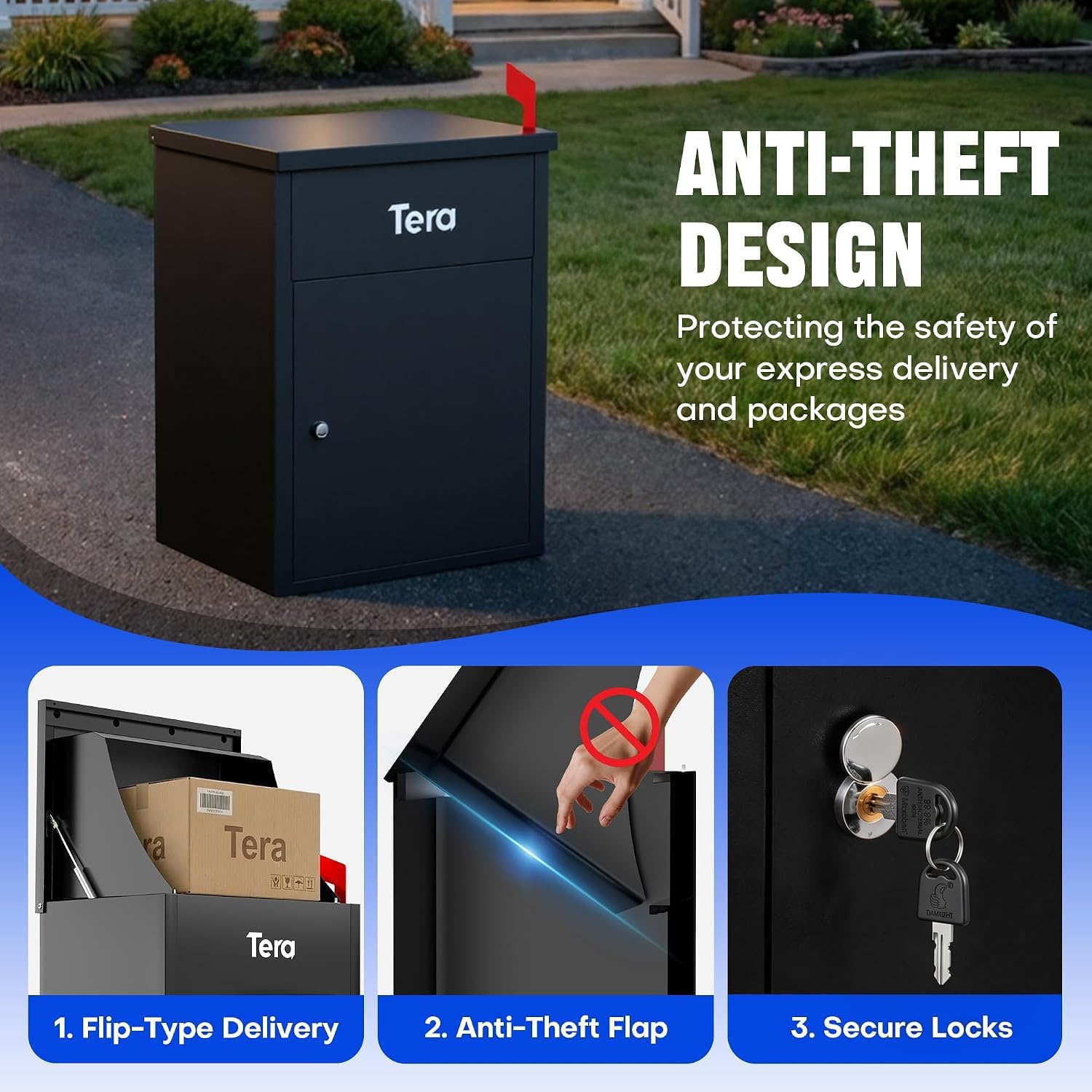 Detalle de Tera PDB585_US Outdoor Package Delivery Box, 23-Inch, Key Lock