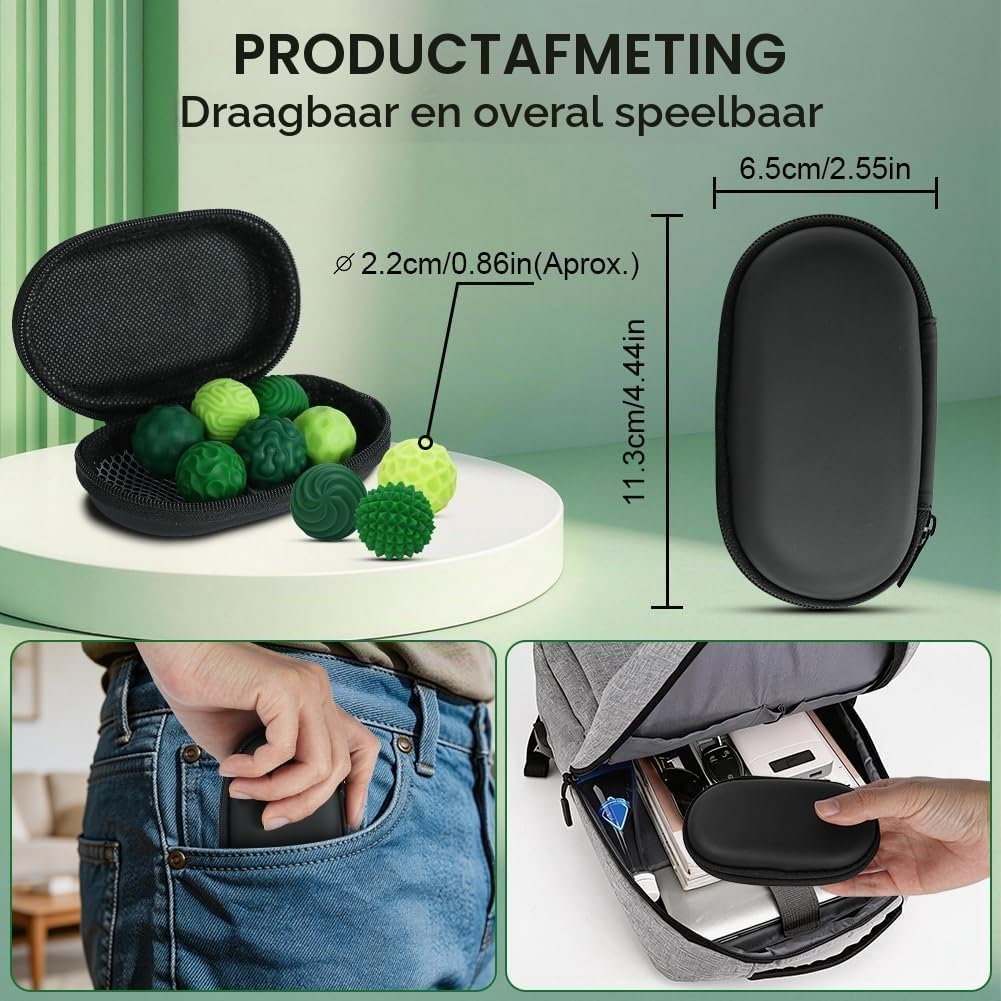 Detalle 2 de Ainiv 5565087 magnetische anti-stressballen, 9 stuks, groen siliconen