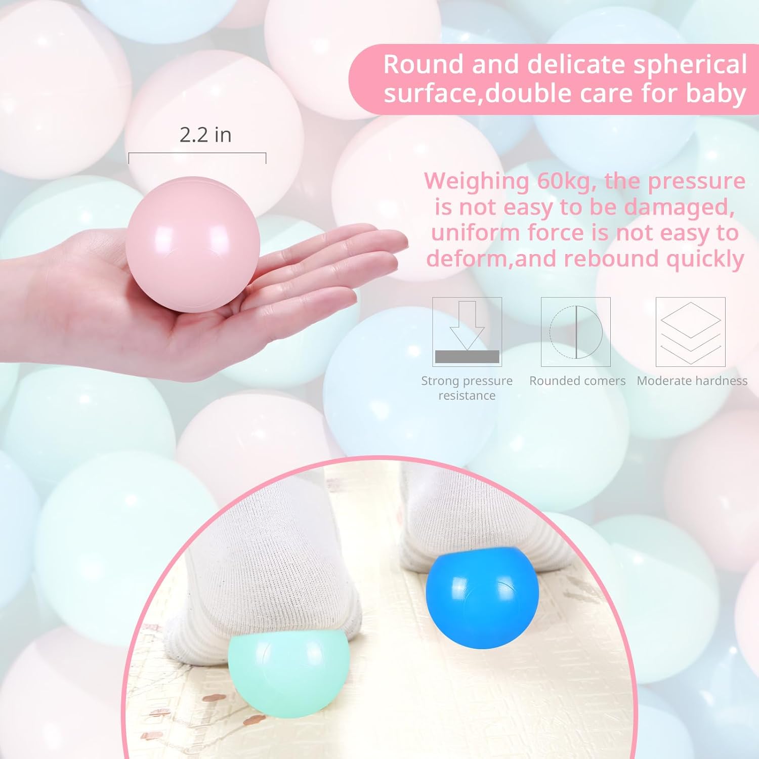 Detalle de Heopeis Ball Pit Balls Pack of 100/200/500 – Star and Round Set, BPA Free & Non-Toxic (2.2 in) for Toddlers