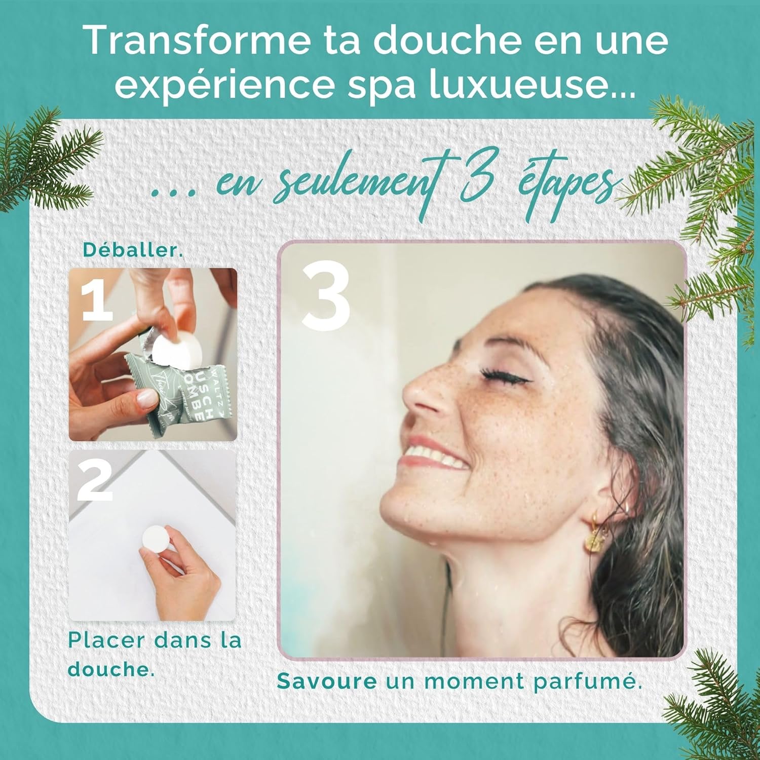 Thumbnail 4 de WALTZ 7 Set de bombes de douche Épicéa – coffret 32 sachets, aromathérapie pour douche