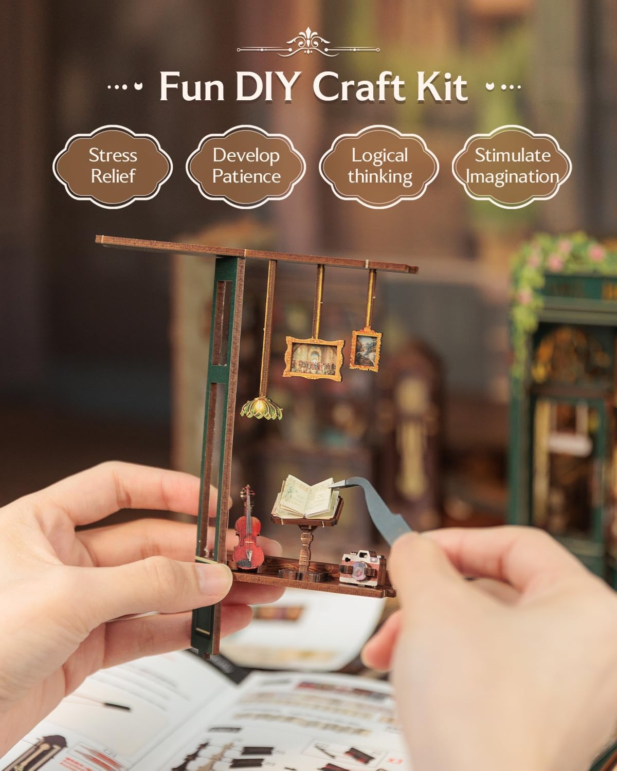 Thumbnail 4 de CUTEBEE Owl Bookstore Book Nook Kit: DIY Miniature with LED Light