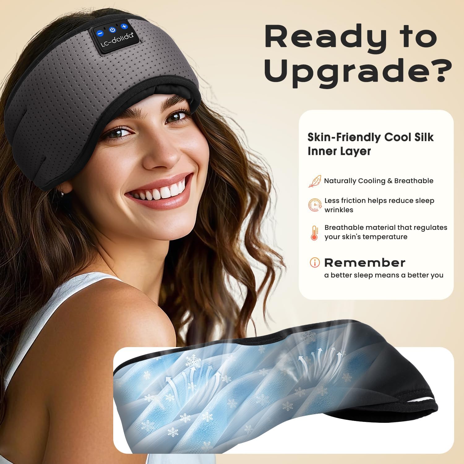 Thumbnail 3 de LC-dolida Bluetooth Sleep Mask breathable headphones for sleep