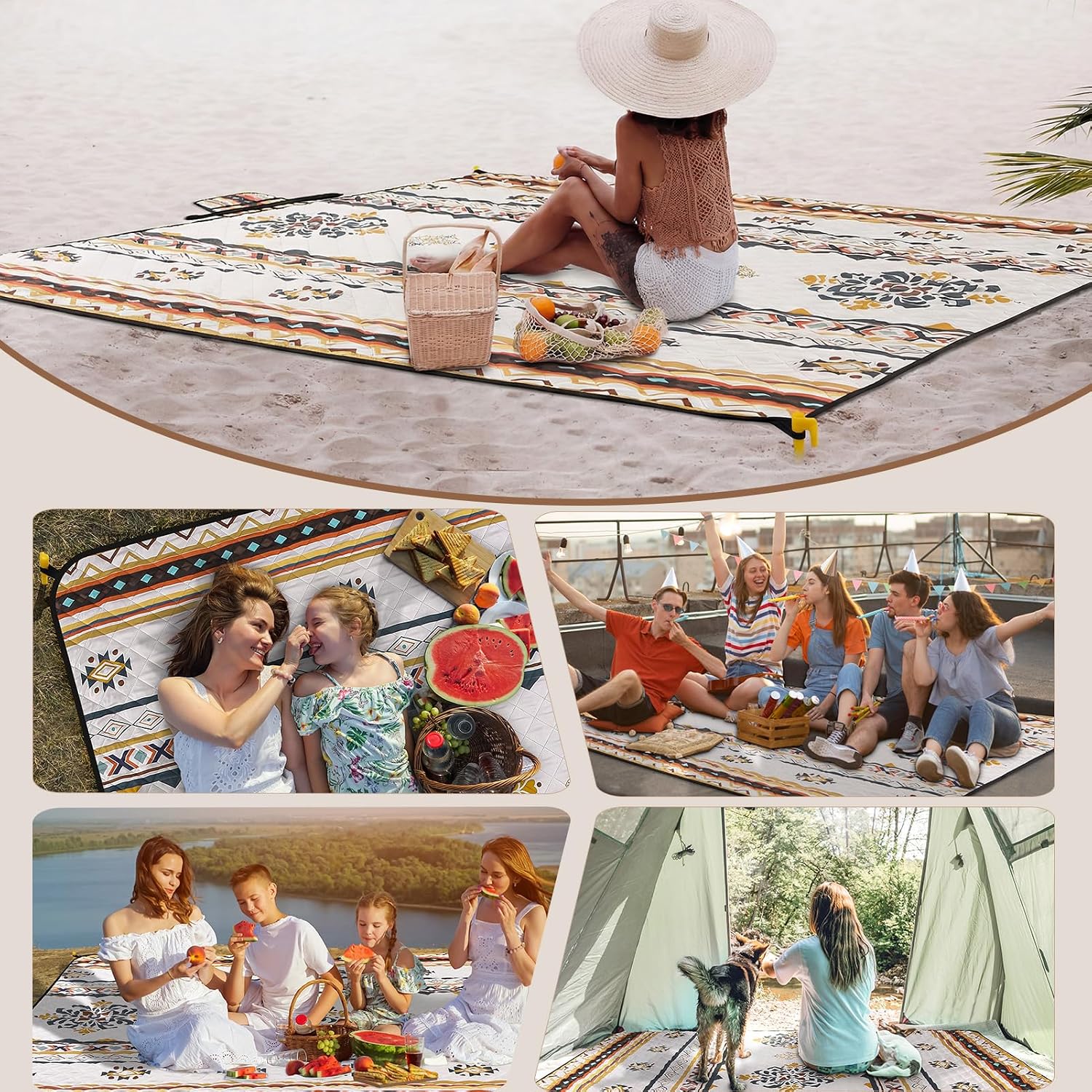 Thumbnail 5 de HAUSPROFI Picnic Blanket 200 x 300 cm – Large Waterproof Outdoor Mat