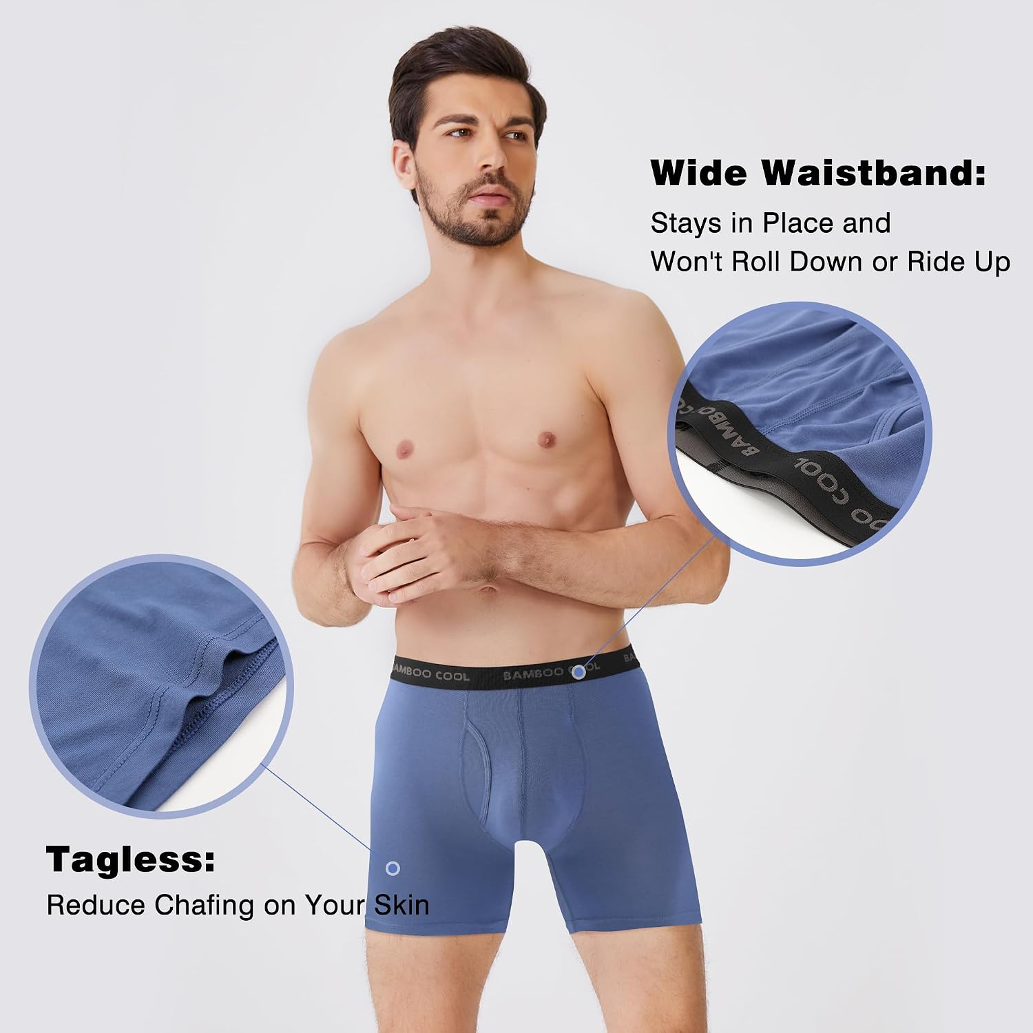Thumbnail 4 de BAMBOO COOL Men's Boxer Briefs, Bamboo Viscose Blend, Moisture-Wicking, Open Fly