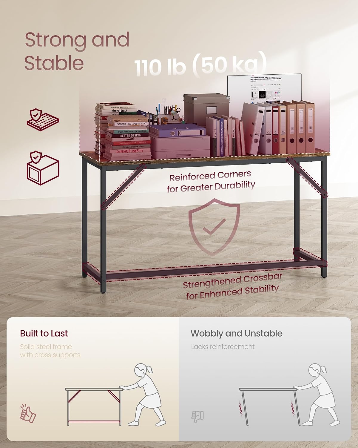 Detalle 2 de VASAGLE Computer Desk 55.1-Inch