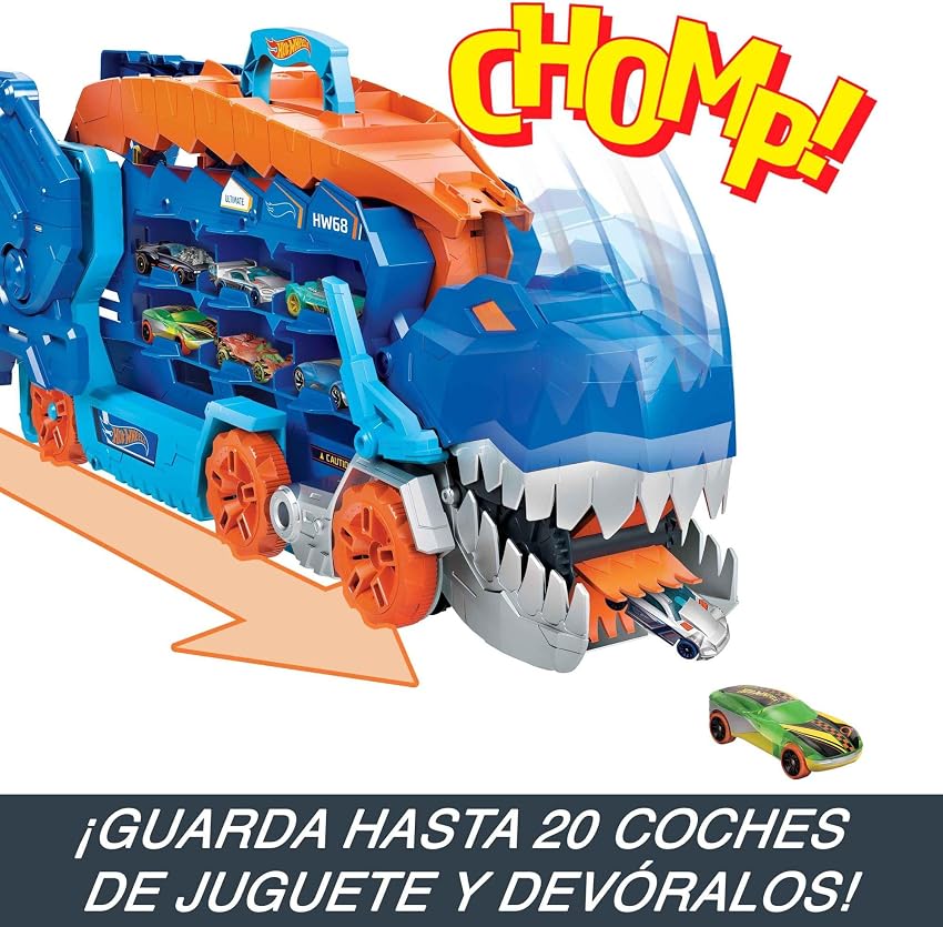 Thumbnail 2 de Hot Wheels City HNG50 Camión T‑Rex con pista y 2 coches