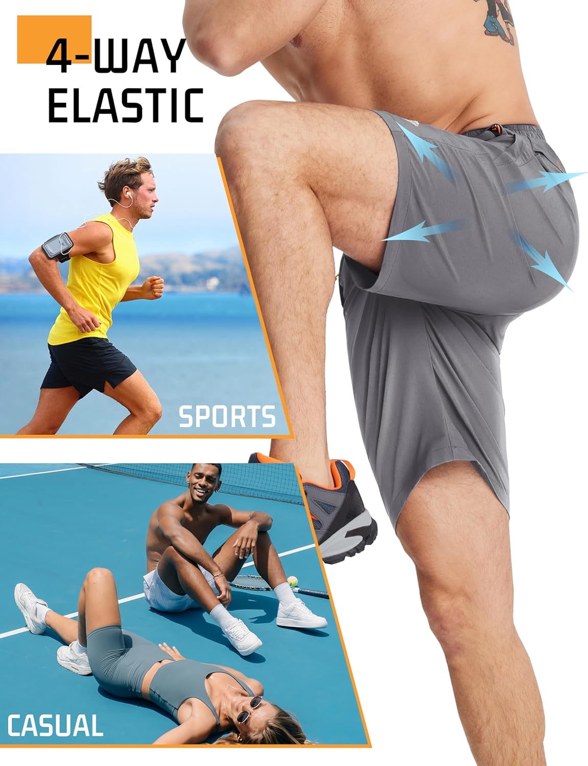 Thumbnail 4 de TACVASEN Men's Quick-Drying Training Shorts: Lightweight, breathable running shorts with secure zip pockets