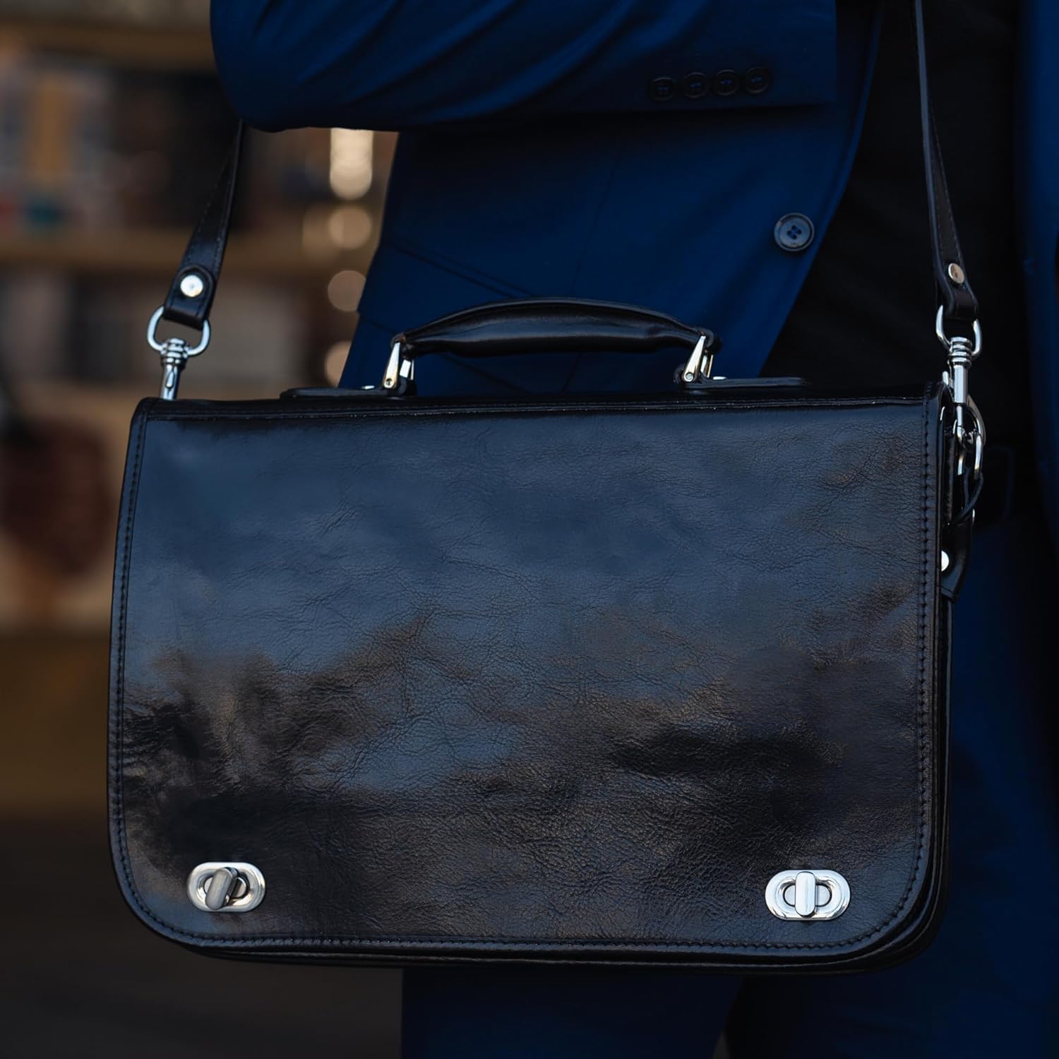 Thumbnail 2 de Time Resistance Hand Crafted Leather Messenger Bag 15 Inch Laptop Bag