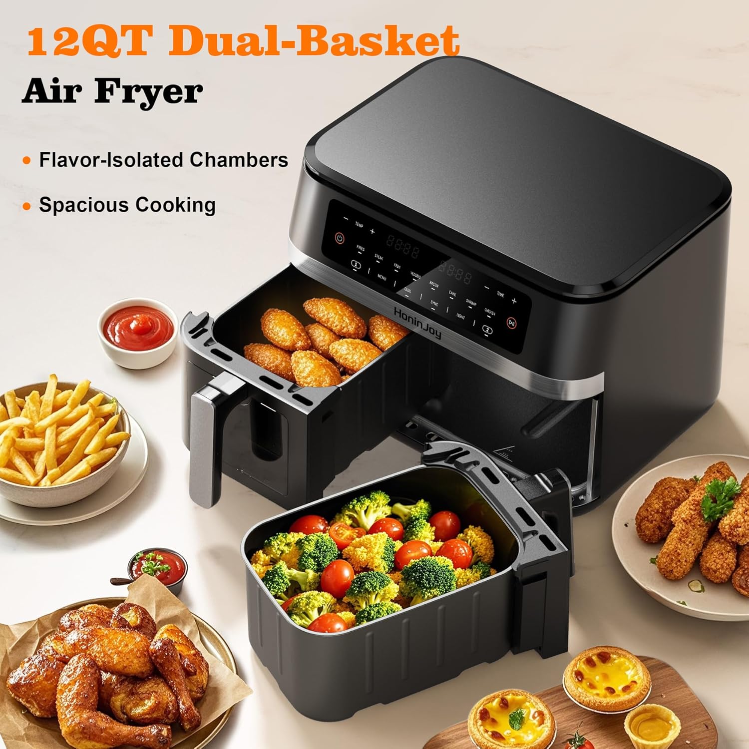 Thumbnail 3 de HoninJoy 12QT Dual Basket Air Fryer