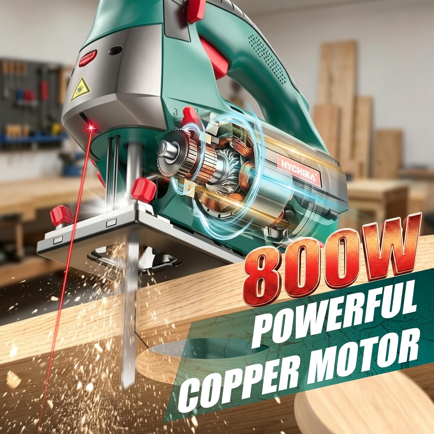 Thumbnail 2 de HYCHIKA 800W Jigsaw with Laser Guide – Practical corded option for DIY wood, metal and plastic projects