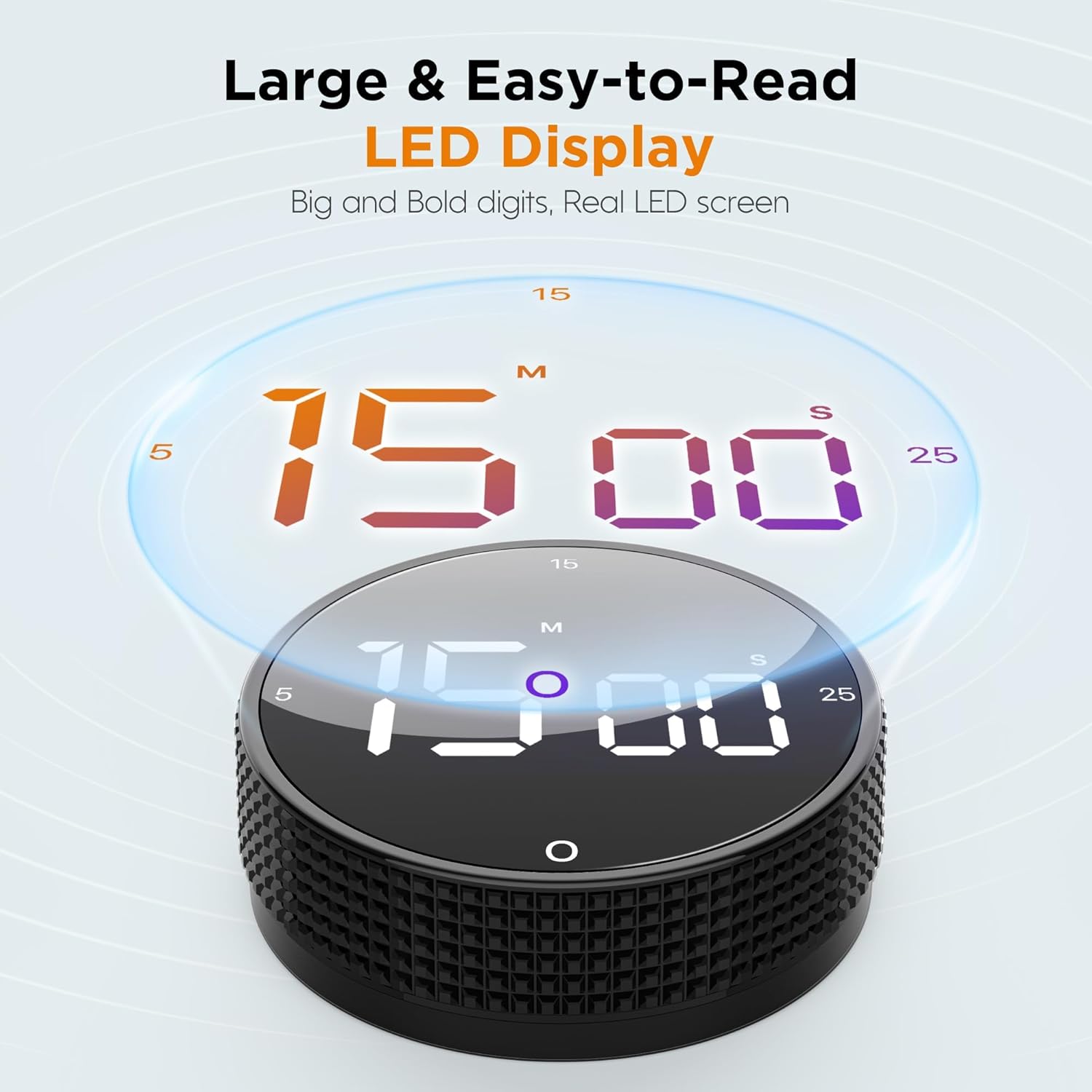 Thumbnail 1 de Upgraded Magnetic Digital Kitchen & Productivity Timer with Large LED Display (3 Presets, Visual Pomodoro)