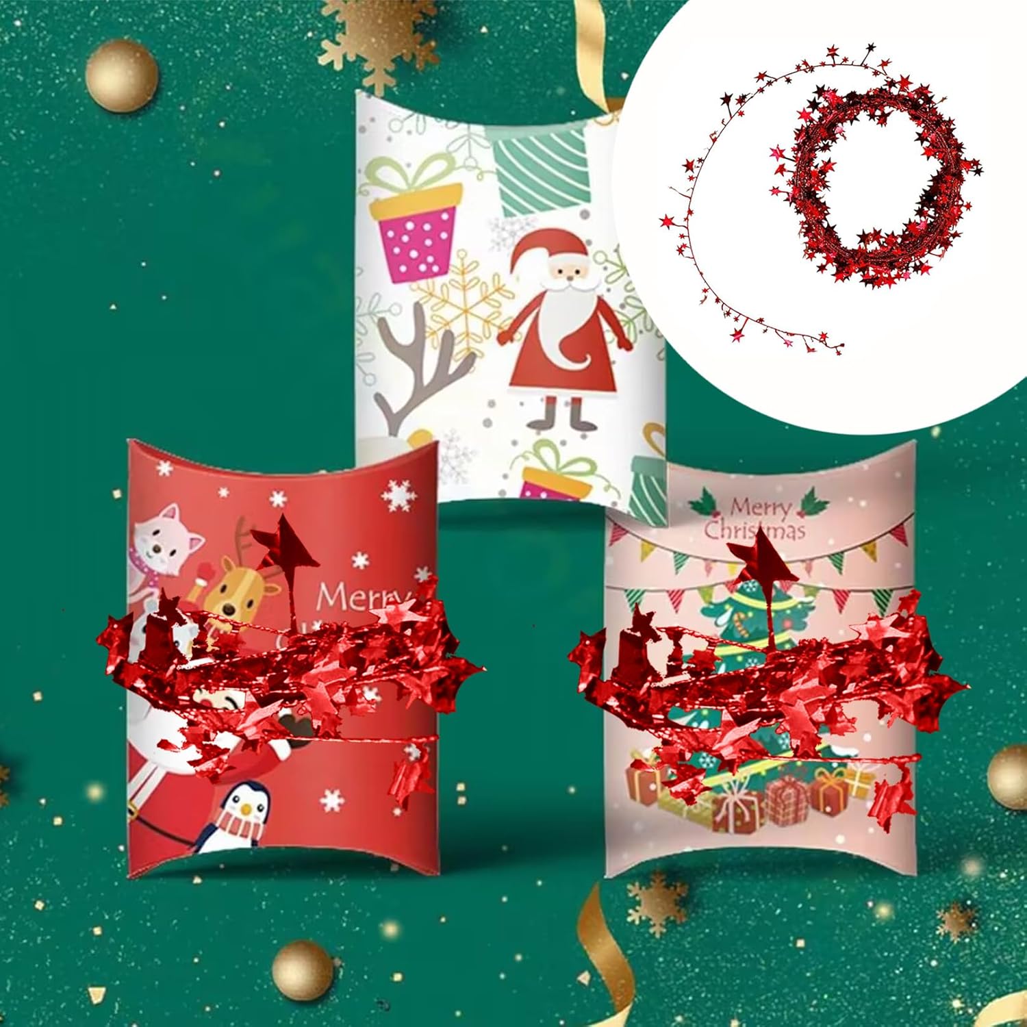 Thumbnail 4 de Lametta Girlande Silber Sterne von WANTUSHUI – 7,5 m Glitzer-Weihnachtsdeko