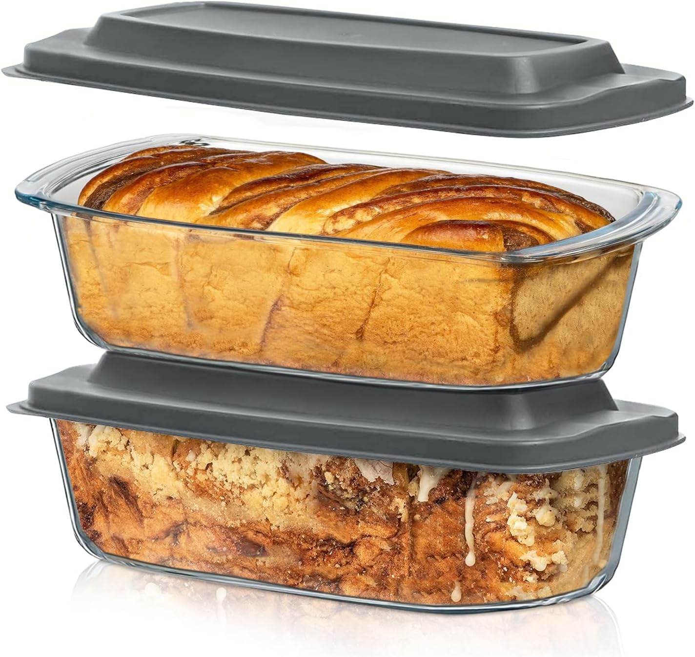 Detalle de Razab LARGE 7.6-Cup Glass Loaf Pan Set