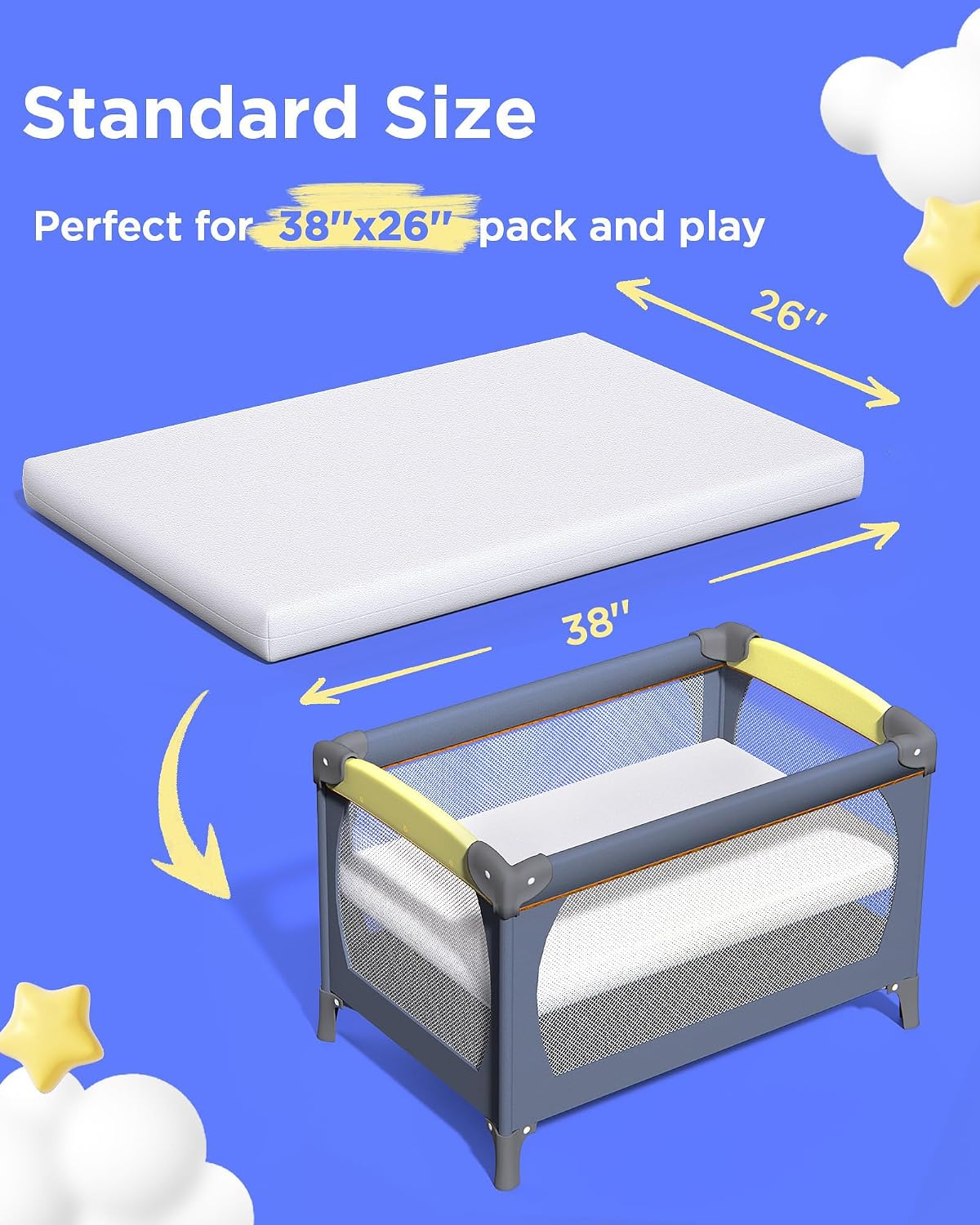 Detalle 2 de iMMDOKIN IMMA-04 Pack and Play Mattress, Waterproof Washable Cover