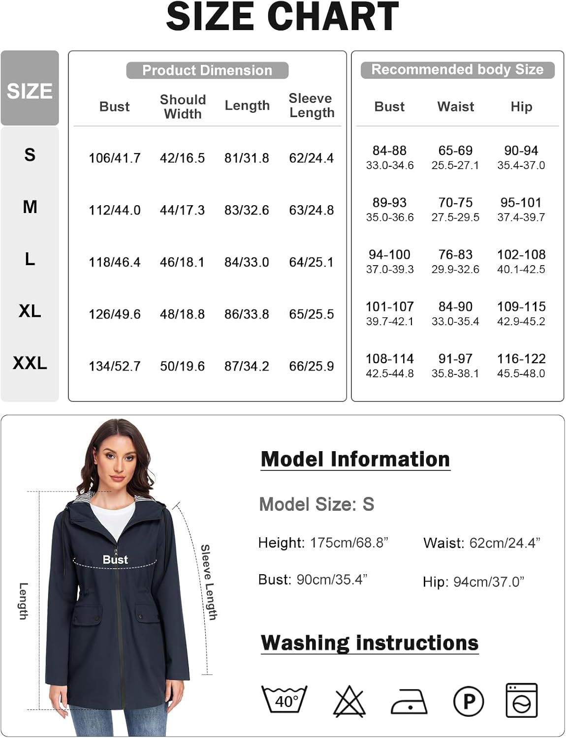 Detalle de Yuson Girl Women's Lightweight Windbreaker Coat – Transitional Spring/Summer/Autumn Jacket