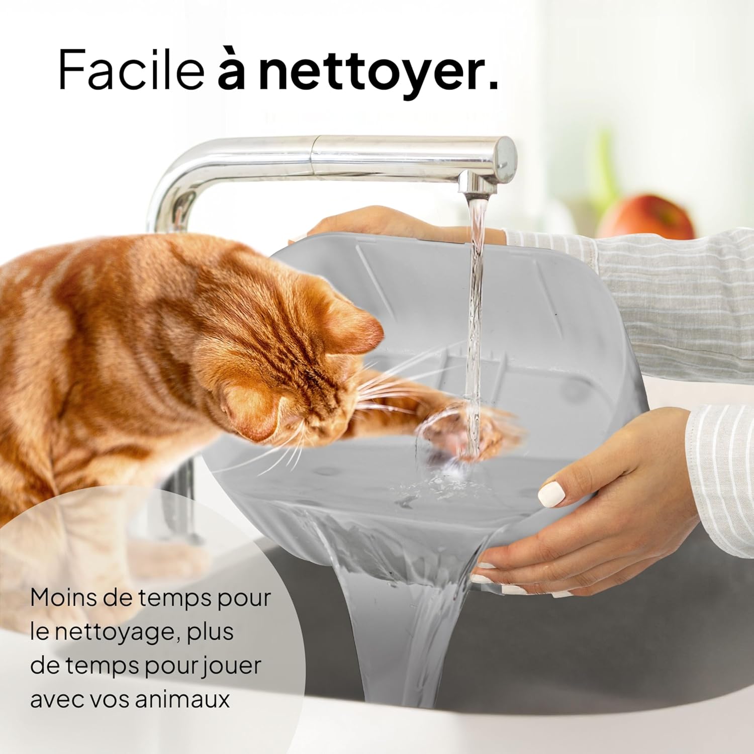Thumbnail 5 de Pretty Paw fontaine à eau pour chat sans fil 3L Aqua Sense (gris) avec détecteur de mouvement