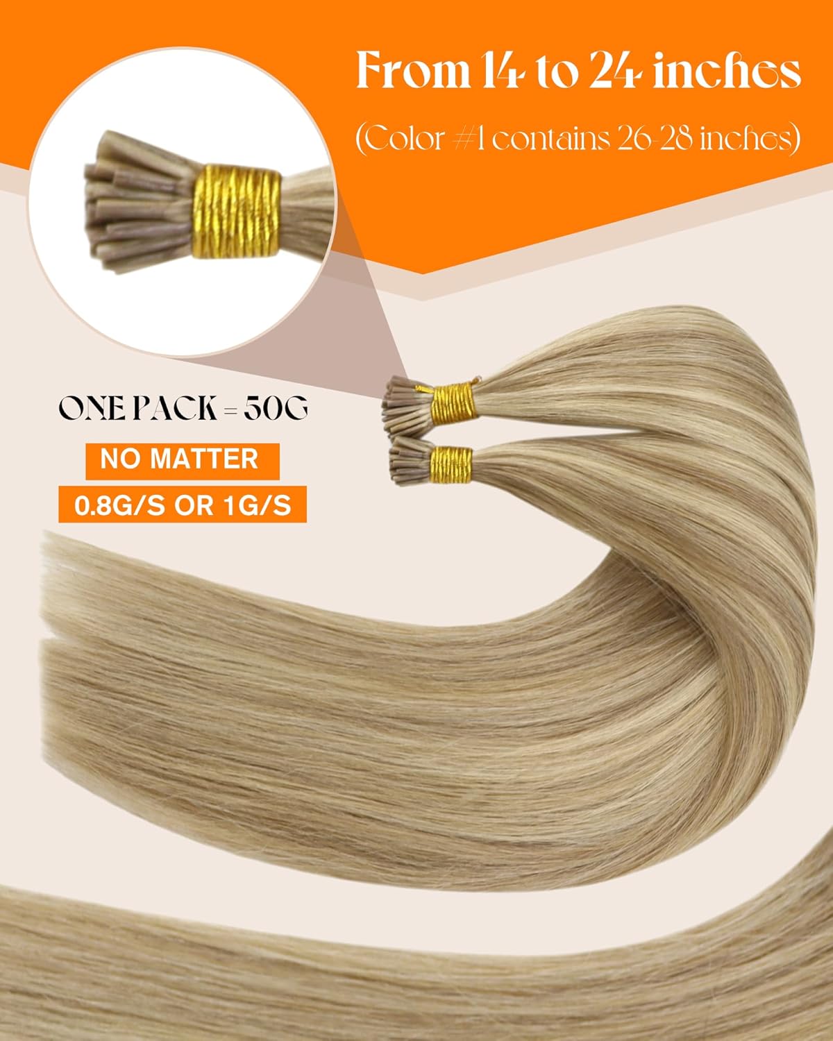 Thumbnail 1 de Sunny Hair I Tip Human Hair Extensions (18in, 50g) – Blonde Highlighted Add-Luster