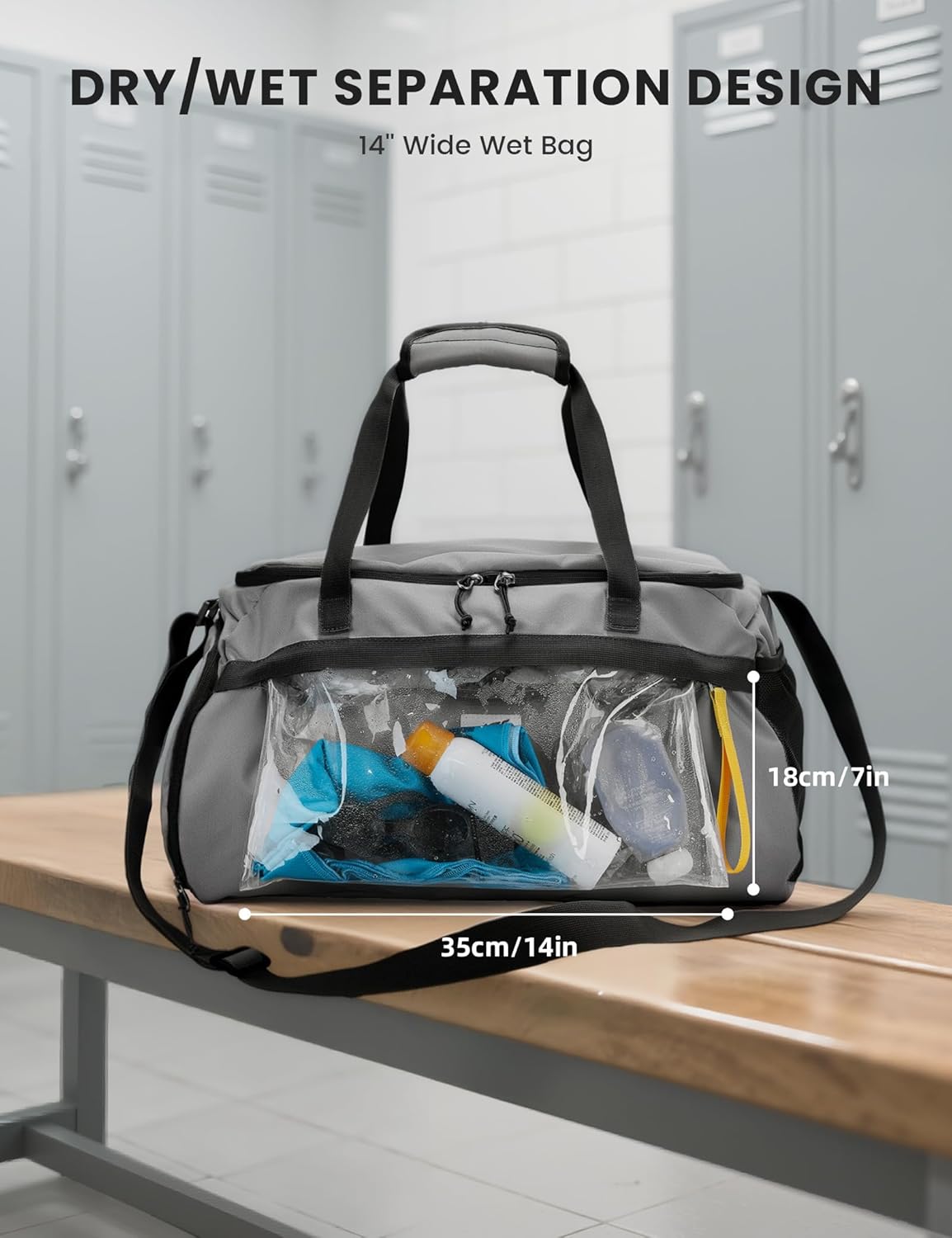 Detalle de SKYSPER 35L Sporttasche & Reisetasche – Schuhfach, Nassfach und viel Platz für Fitness & Reisen