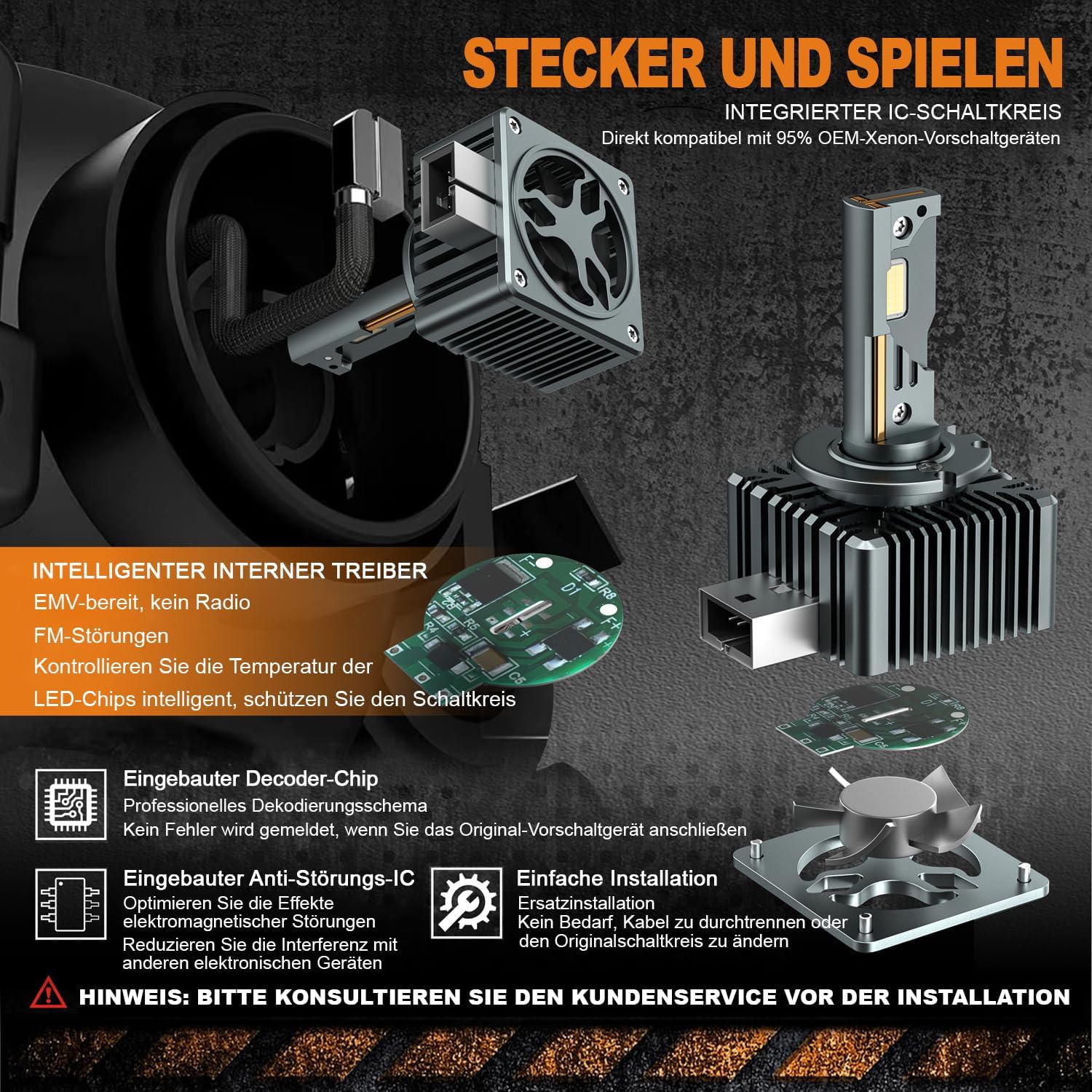 Detalle de Stellar D1S Xenon Bulb 6000 K Diamond White – Packung zu zweit, mit 2 Jahre Garantie