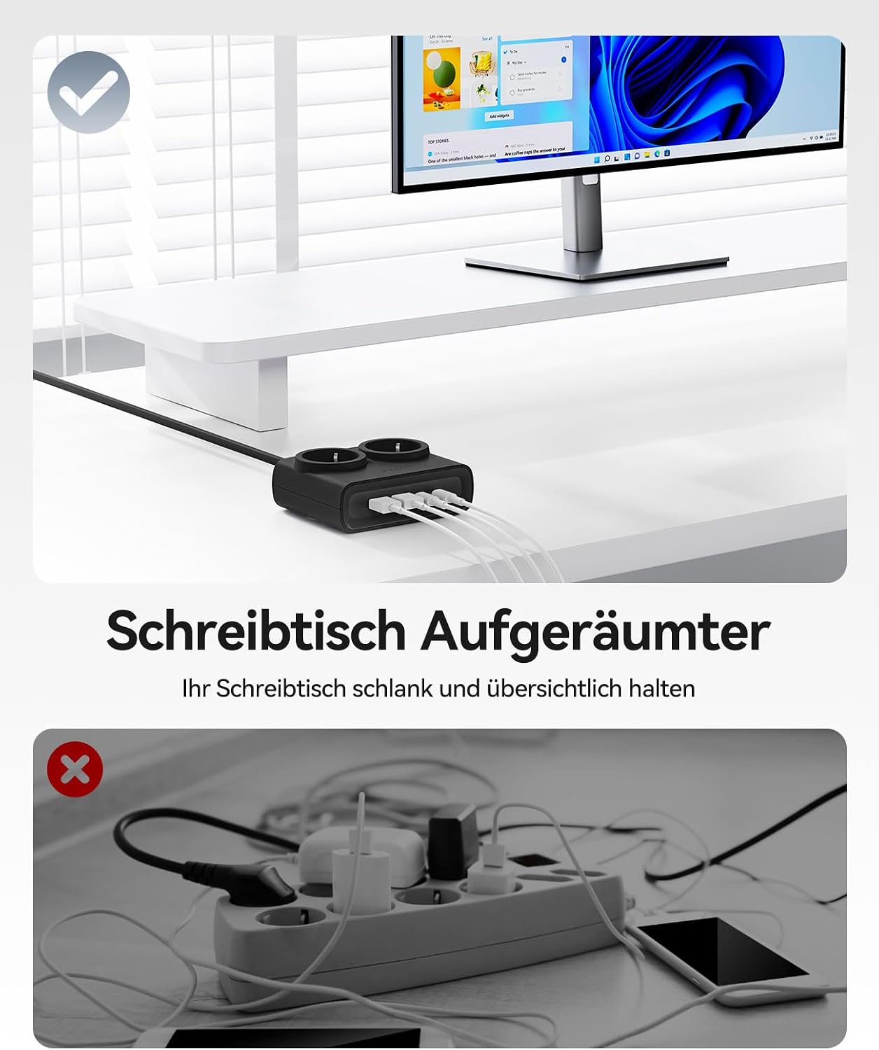 Thumbnail 3 de ORICO 25W GaN Mehrfachsteckdose 6-in-1 (2× AC + 4× USB, 1,6 m Kabel)