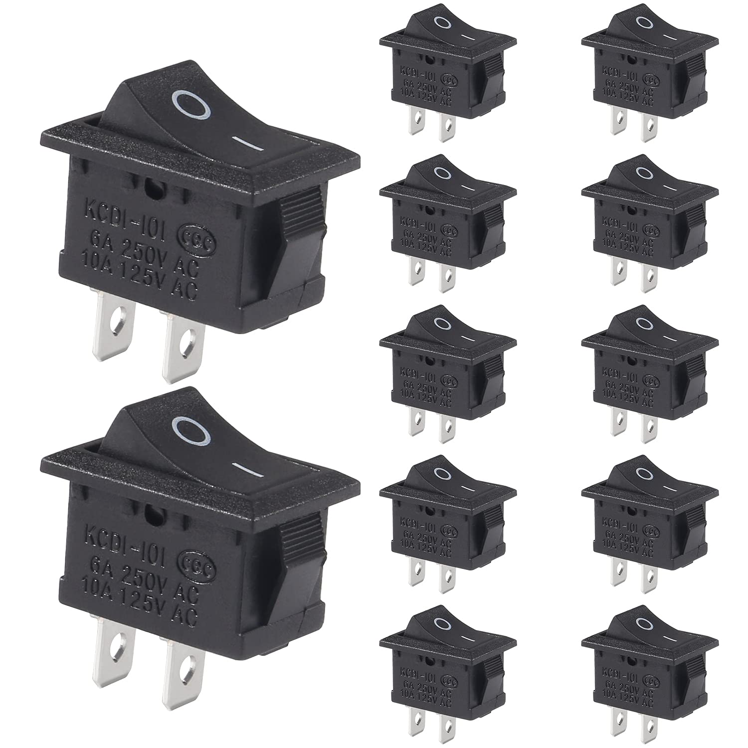 Thumbnail 6 de 10 x ON/OFF mini boat rocker switch (2-pin, SPST) — 6A/250V 10A/125V, red