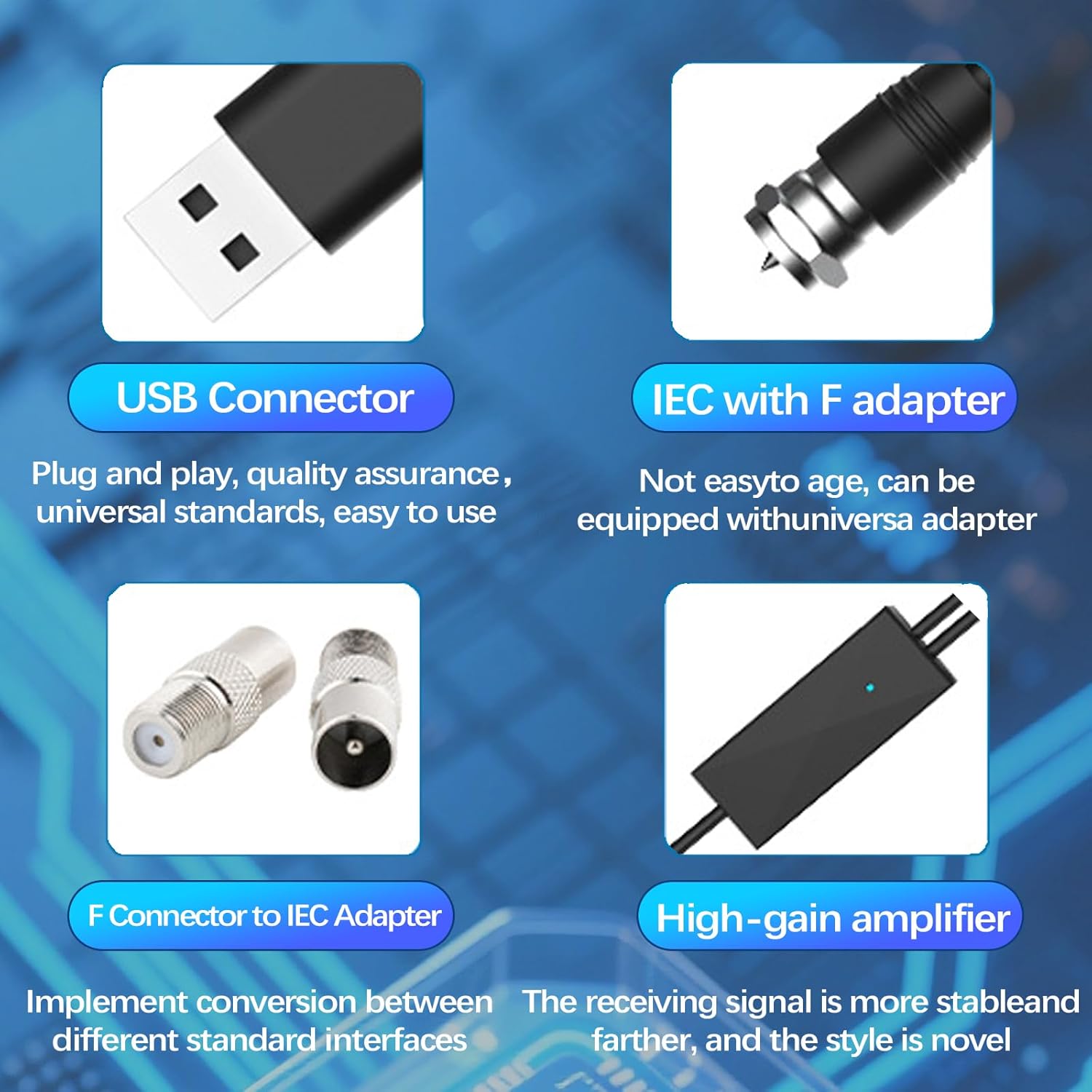 Thumbnail 2 de Indoor TV Aerial 2026 Upgrade – 360° Omnidirectional Indoor Antenna with Signal Booster