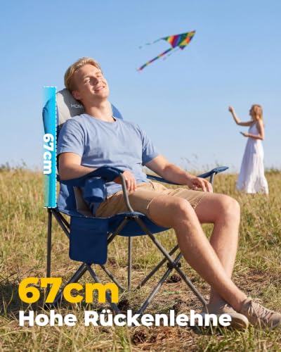 Detalle de Homecall Campingstuhl Faltbar bis 150 kg – Angelstuhl Blau, 108 cm Rückenlehne (2 Stück)