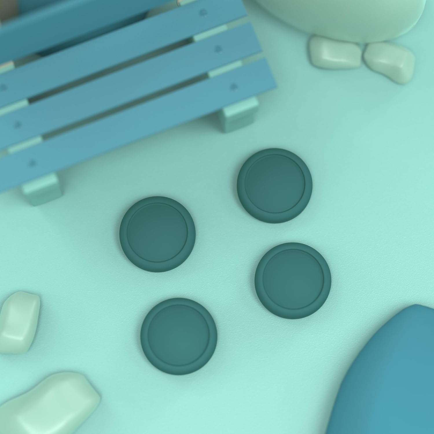 Thumbnail 3 de eXtremeRate PlayVital silicone joystick caps (Hunter Green) for Switch OLED Joy‑Con