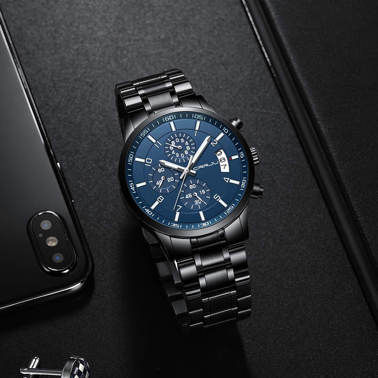 Detalle 1 de CRRJU Herren Uhr Business 30 m wasserdicht
