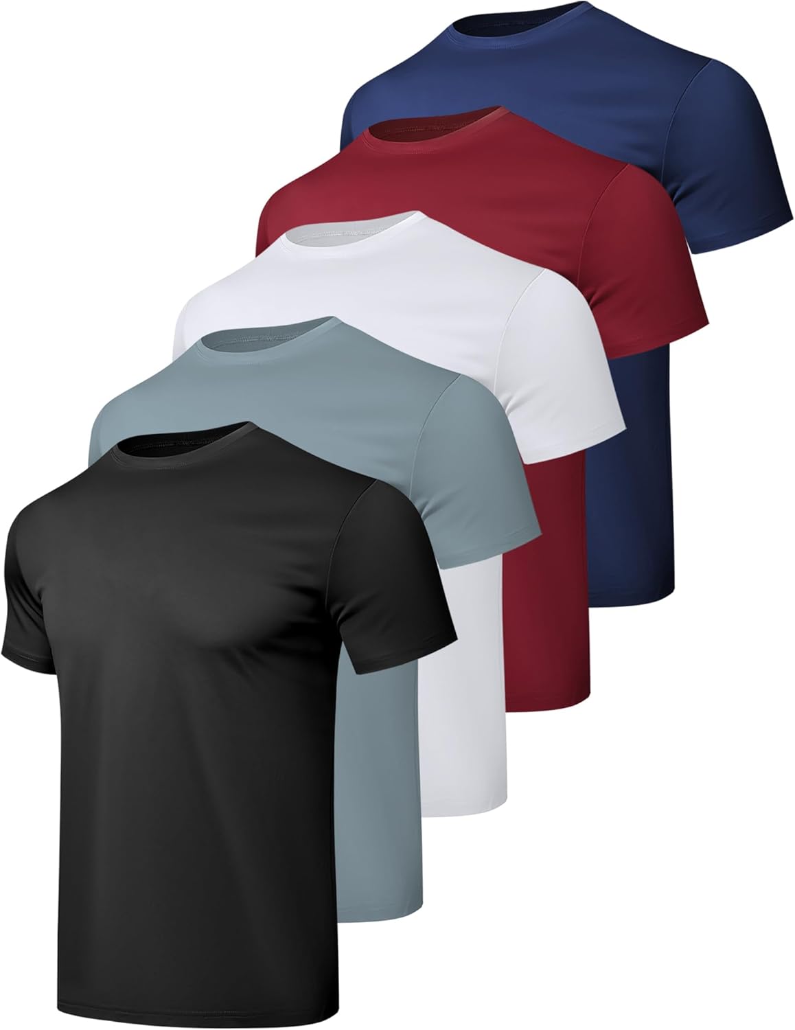 Thumbnail 6 de HovSiyla 1/5 Pack Men’s Quick-Dry Workout Shirts (Athletic Running Gym Performance Tees)