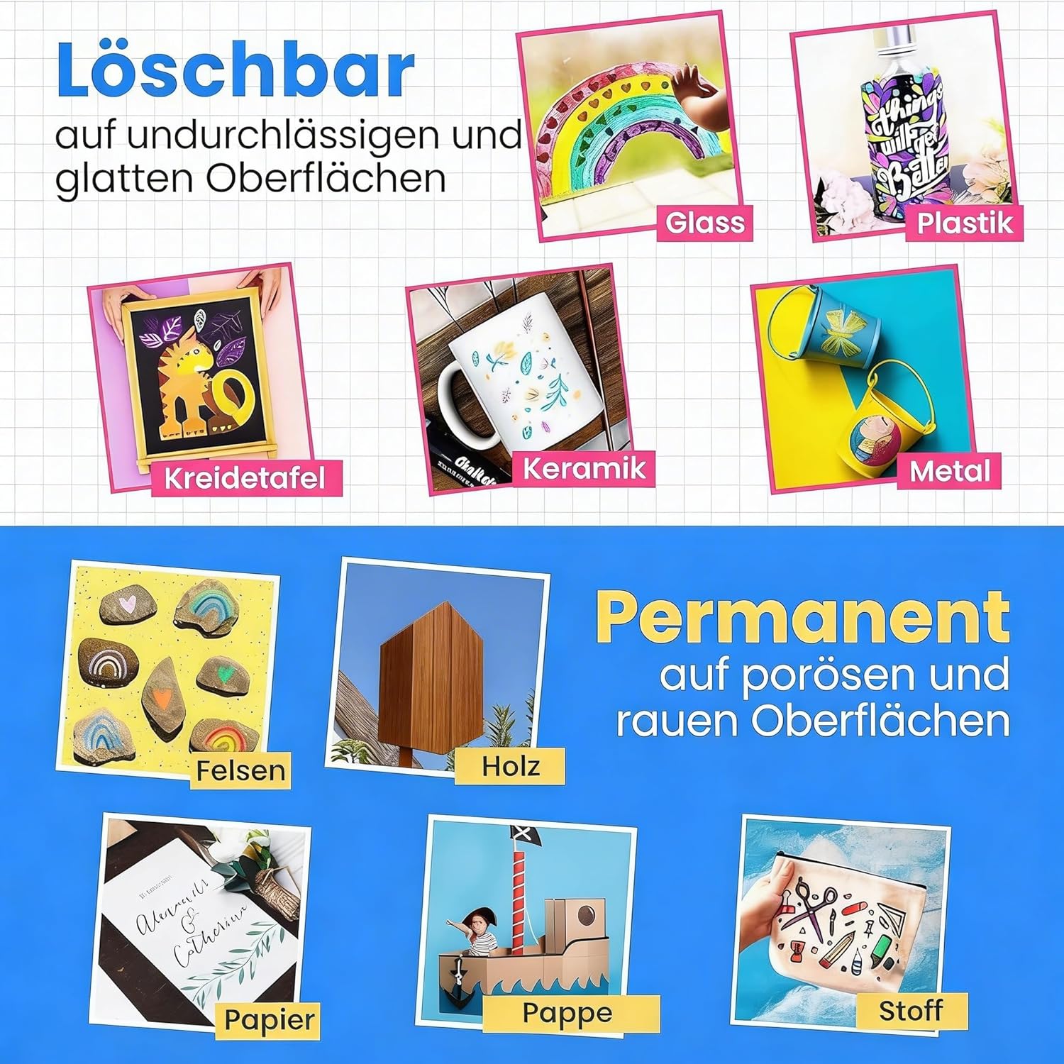 Thumbnail 6 de Chalkola 21 Kreidestifte für abwischbare Fenster- und Tafelbilder (21 Stifte, 1 mm) – Kreidemarker & Glasstifte