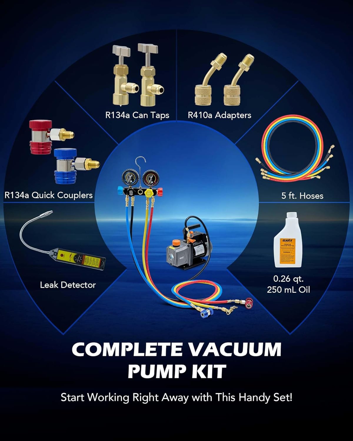 Detalle de Orion Motor Tech 1/3 hp 4 cfm AC vacuum pump kit