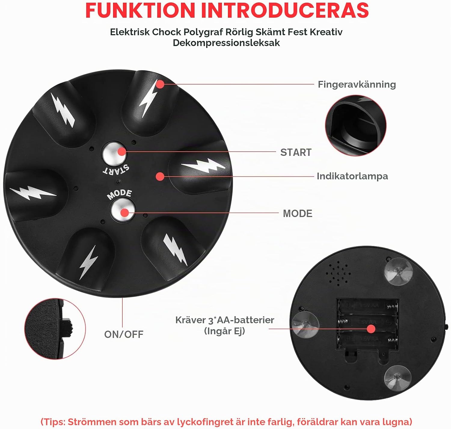 Detalle 1 de OSDUE Electro Shock Detector – elektrisk chockroulette för vuxna, 2–6 spelare
