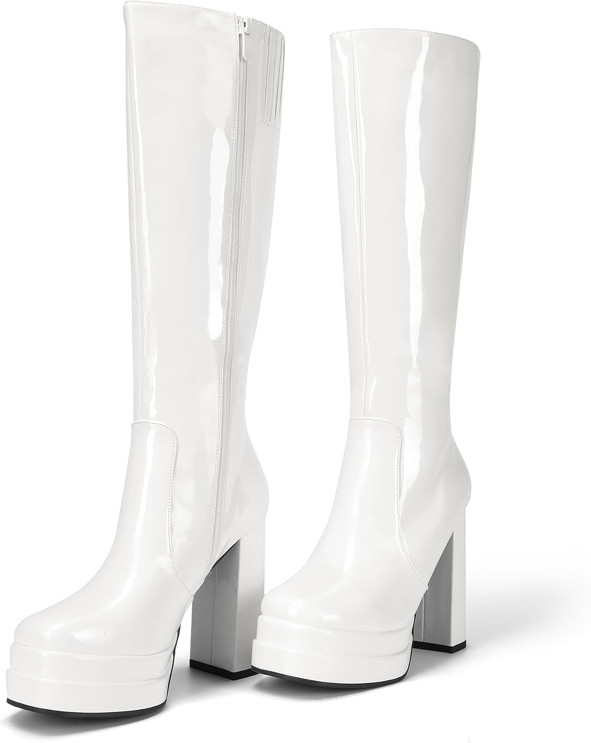 Detalle de DREAM PAIRS Women's Gogo Platform Knee-High Boots with 4.72-Inch Heel