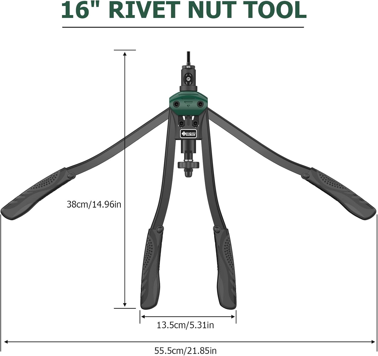 Thumbnail 6 de JiGiU 16" Rivet Nut Tool Kit: Heavy-Duty Nutsert Gun with 7 Mandrels and 110 Rivet Nuts