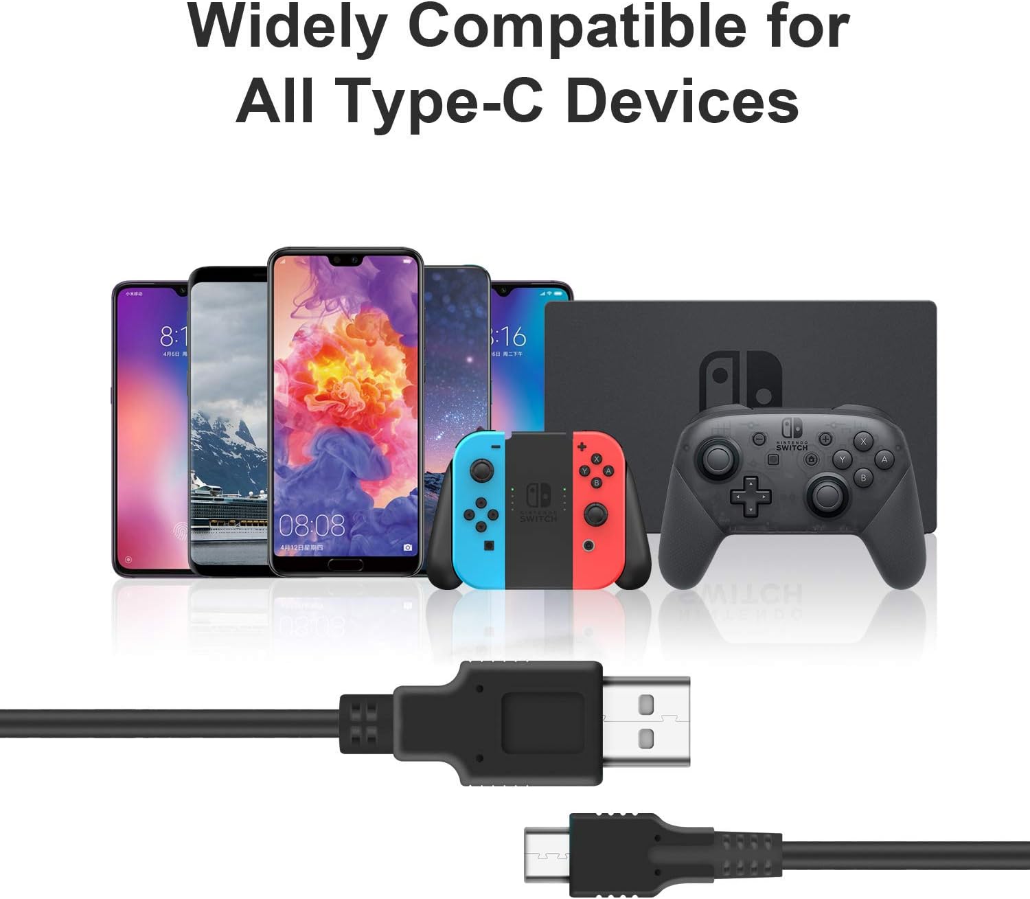 Detalle 1 de ECHZOVE Nintendo Switch charging cable 4.92ft