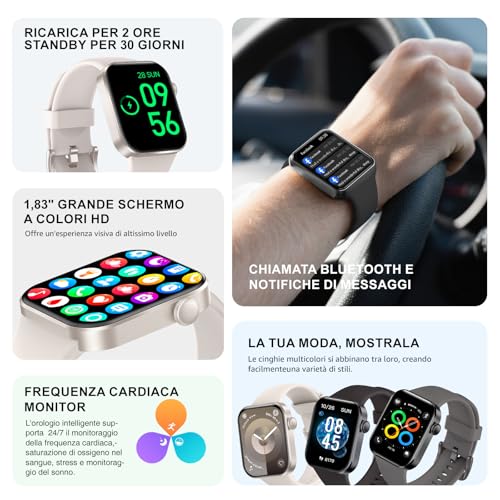 Thumbnail 3 de ASEEYIRJ Smartwatch P2 1,85'' Unisex con Chiamate Bluetooth, 140+ Sport e Impermeabilità IP68