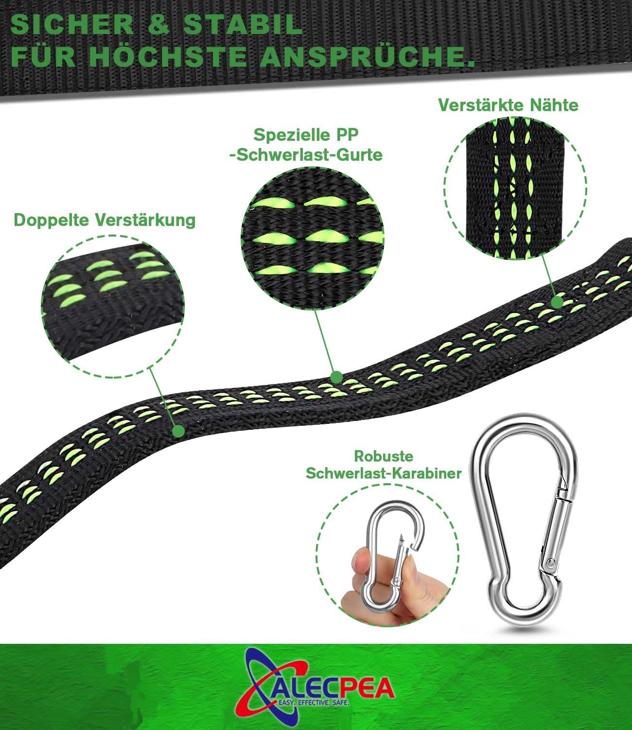 Thumbnail 3 de ALECPEA 2er-Set Schaukelbefestigung für Hängematten – Nylon-Gurte, Schwerlast-Karabiner und D-Ringe