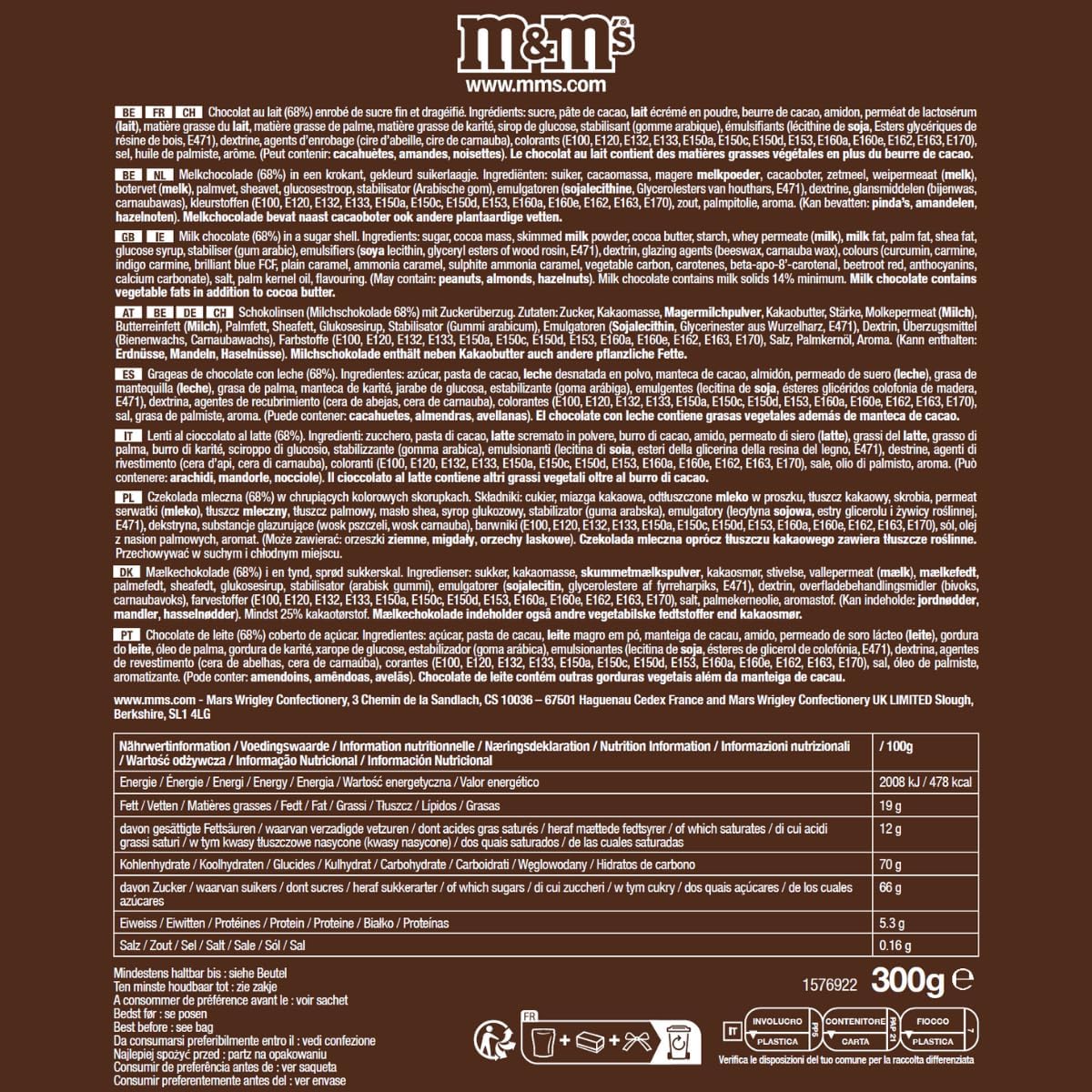 Thumbnail 2 de M&M'S COLLECTION Choco “Bleu Lagon” – bonbons au chocolat au lait monocouleur en sachet de 300 g, pour DIY et événements