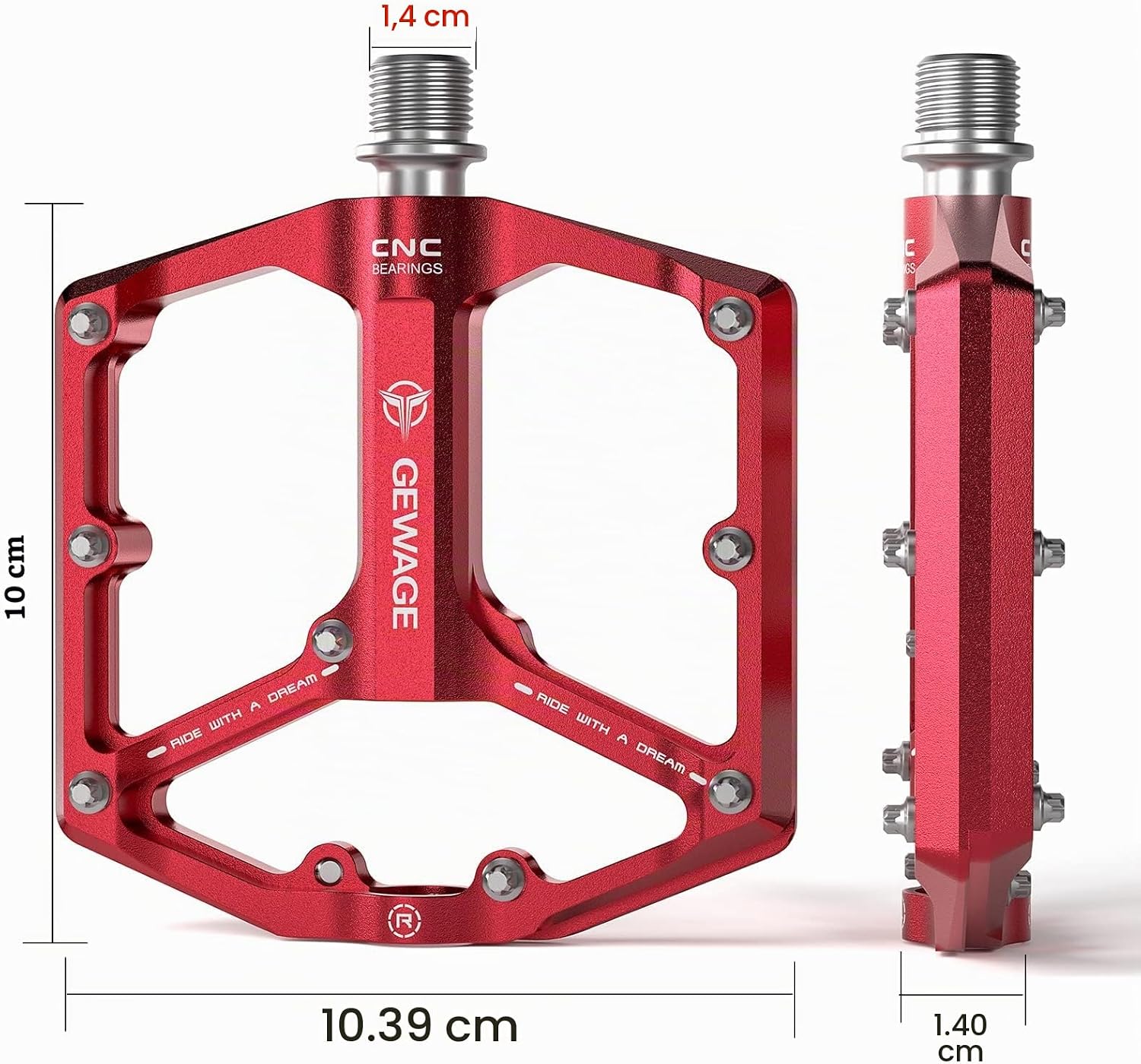 Thumbnail 5 de GEWAGE Pedały platformowe 9/16″ z aluminium CNC, pinami i 3 łożyskami