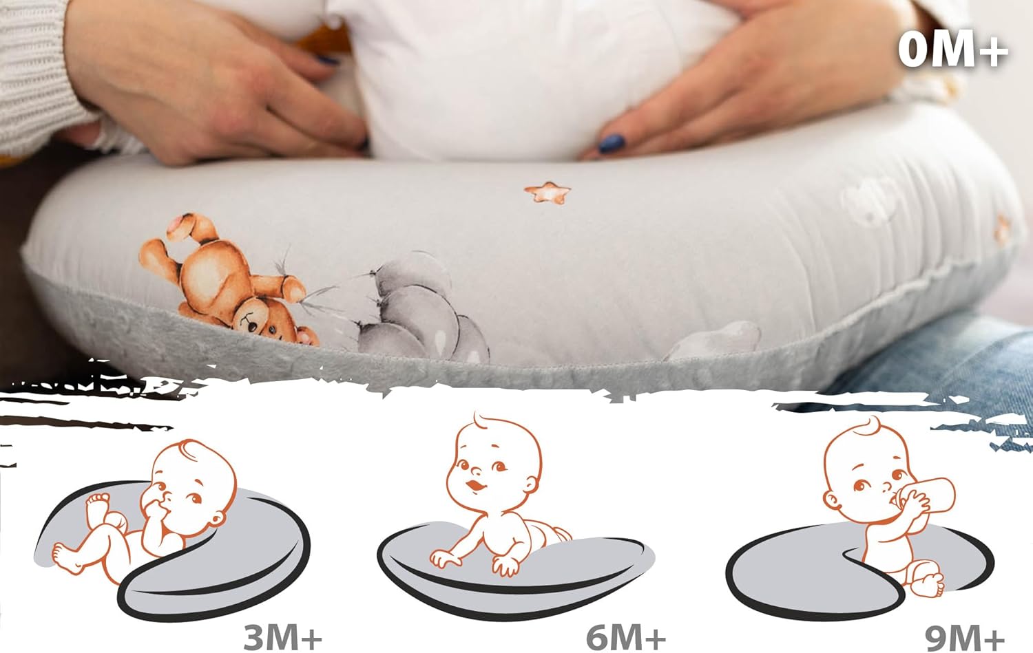 Thumbnail 5 de Totsy Baby Stillkissen klein Mond Minky (130 cm) – Stillmond & Lagerungskissen für bequeme Stillposition