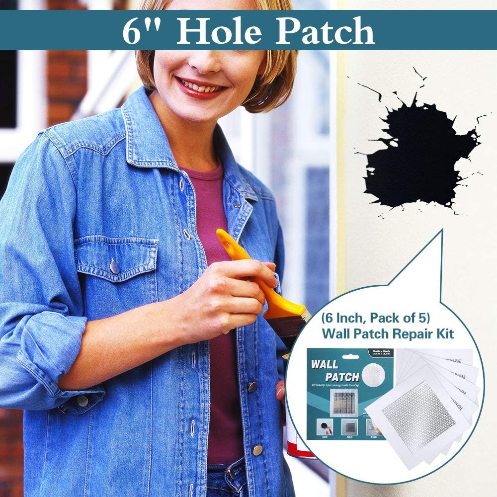 Thumbnail 3 de Safemend 6" by 6" Wall Repair Patch Kit (5 Pcs) – Self-Adhesive Aluminum Mesh Patches for Drywall & Plaster
