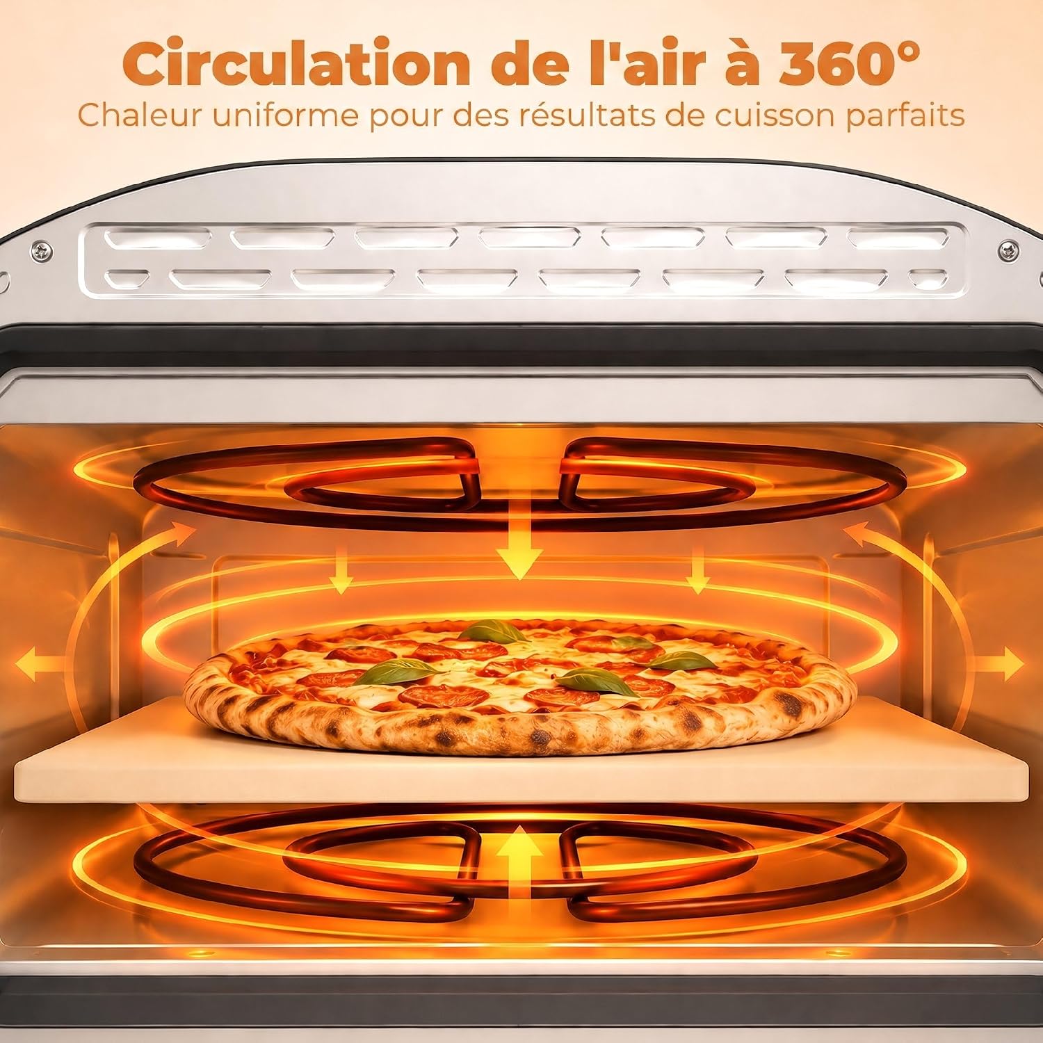 Detalle de HOMCOM 800-350V90GY elektrische pizzaoven, 2200 W, tot 430 °C