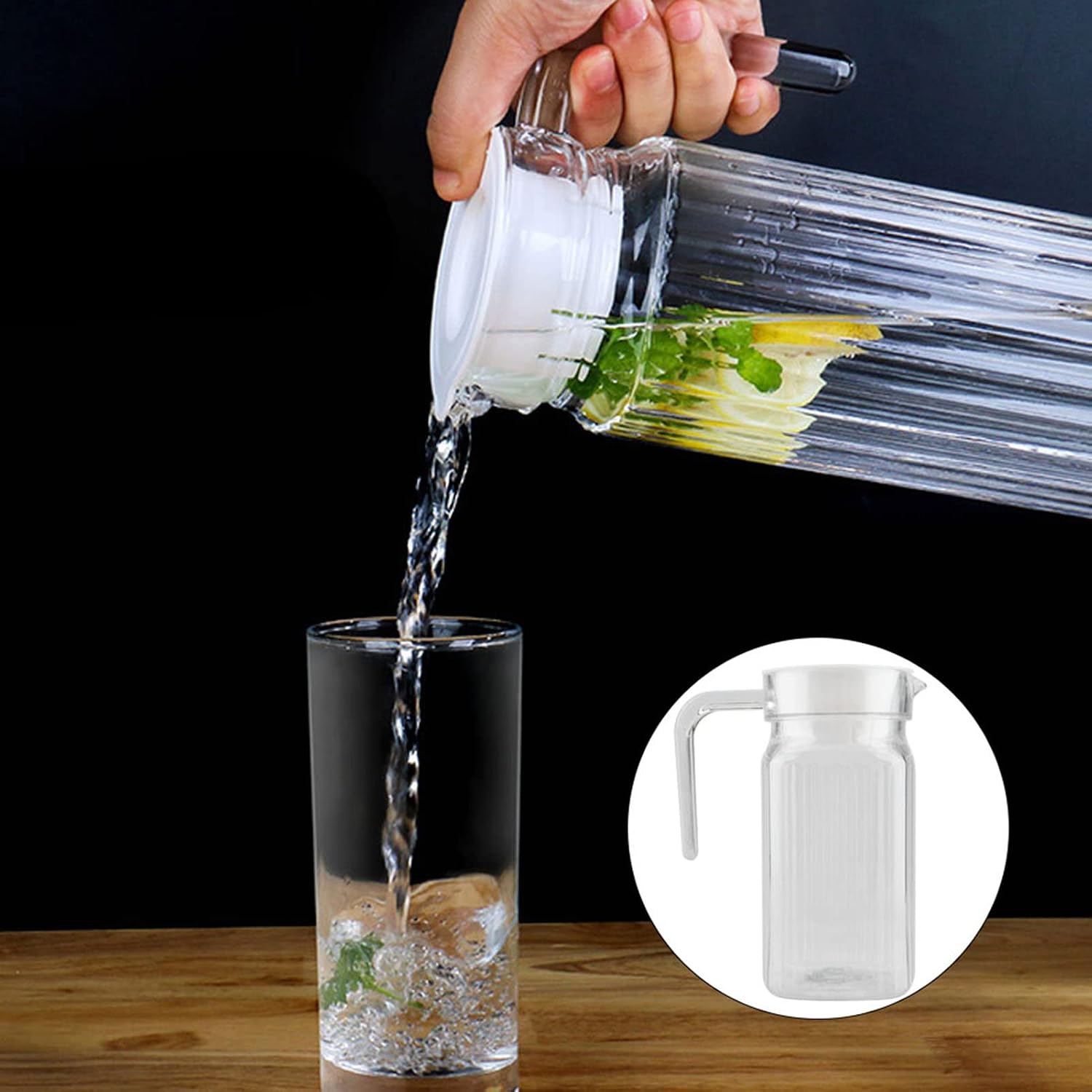 Detalle 2 de Akozon Akozonne6r018gs4-01 500ml Acrylic Jug with Lid and Pouring Spout