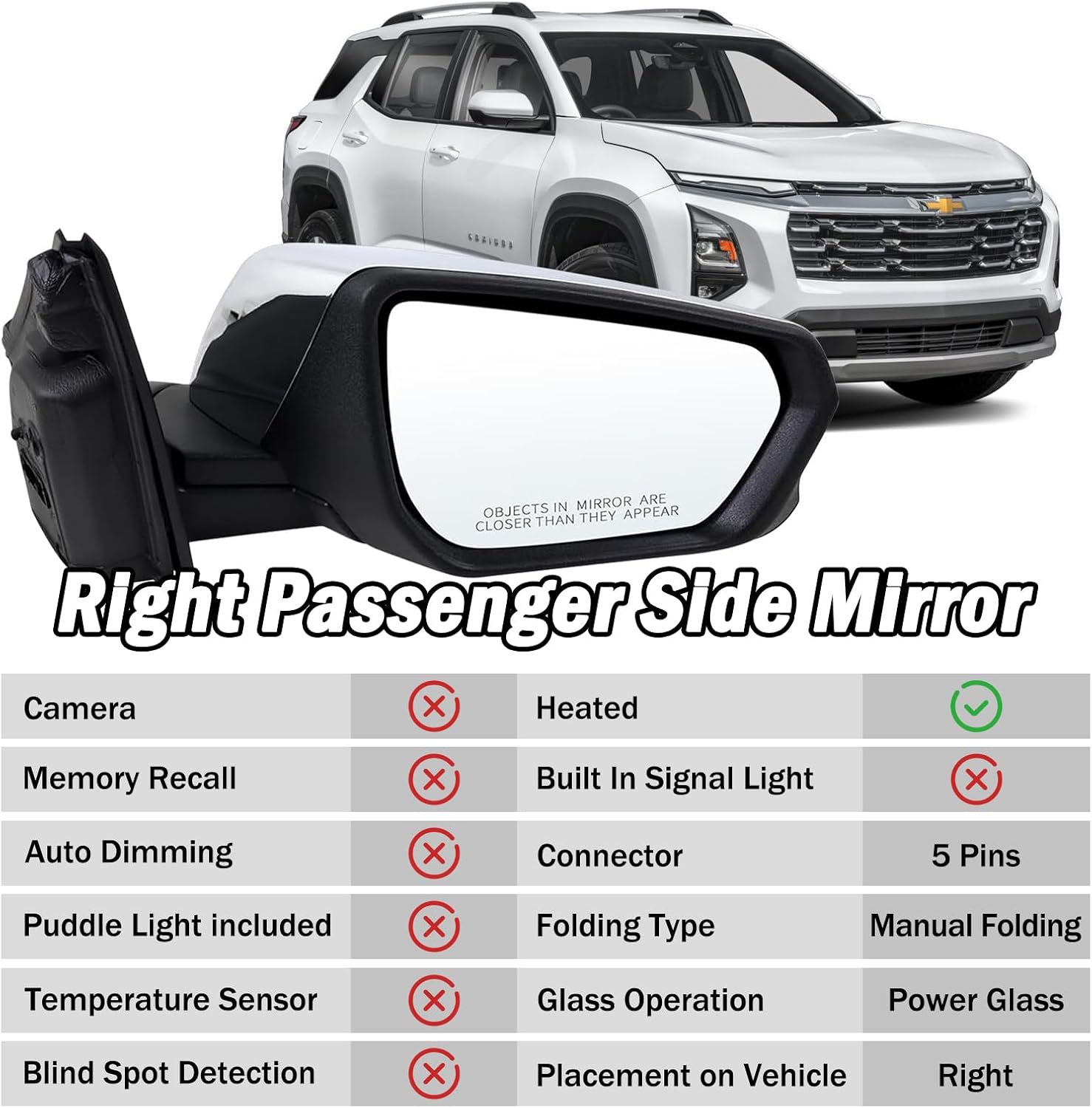 Detalle de Passenger Side Mirror for Chevy Equinox 5-Pin