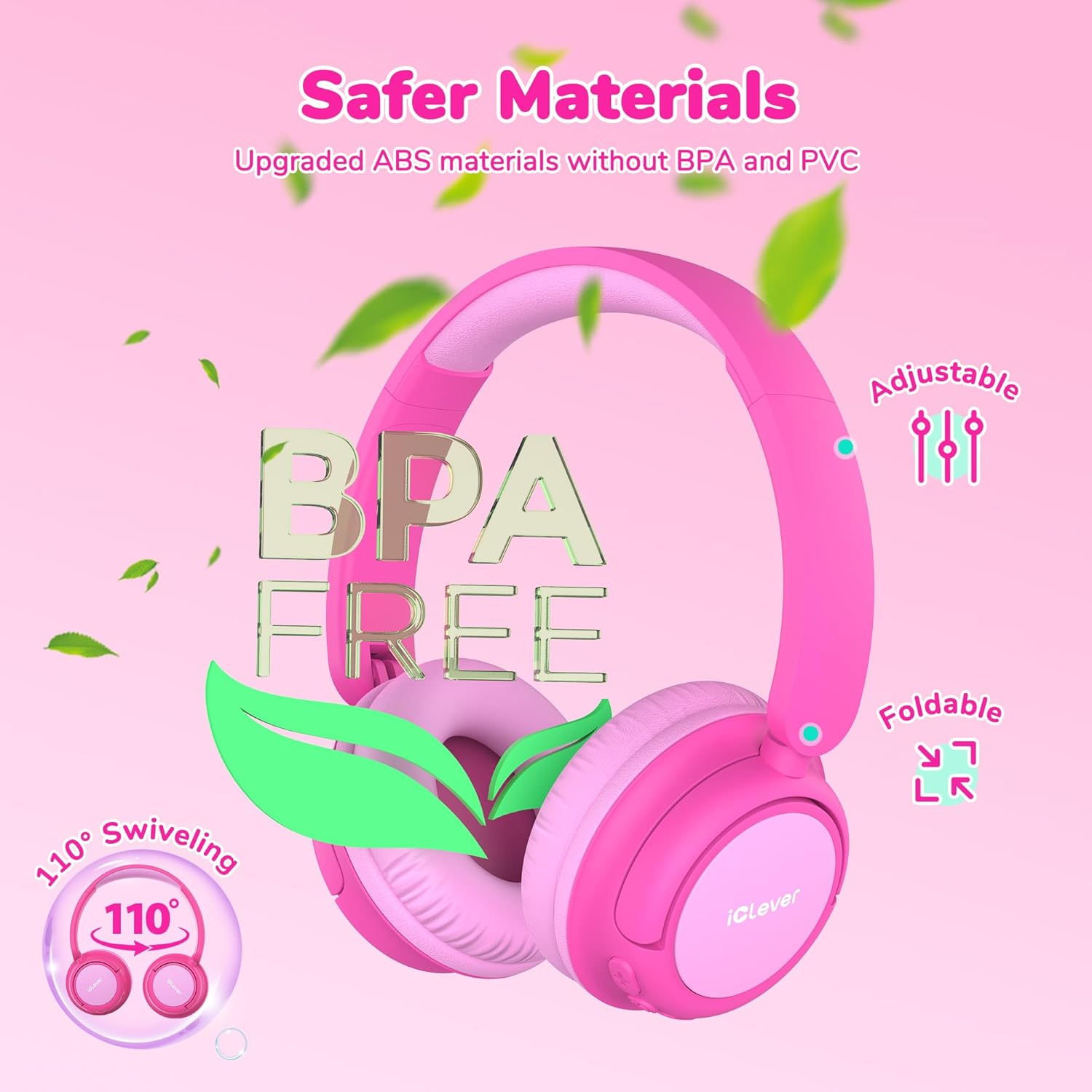 Thumbnail 5 de iClever Bluetooth Kinder-Kopfhörer mit 60 Std Akku, 74/85 dBA Lautstärkebegrenzung und Stereo-Sound – Over-Ear, Typ-C, Bluetooth 5.4