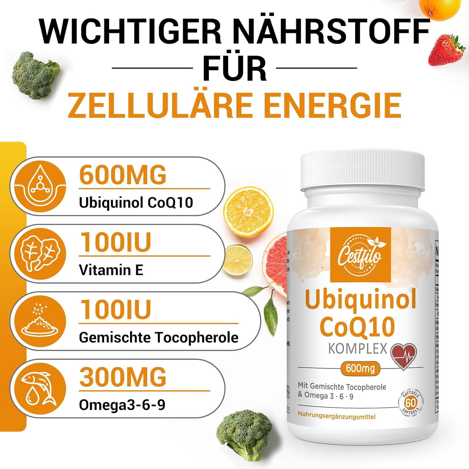 Detalle 2 de Ubiquinol CoQ10 600 mg Softgelkapseln 💊