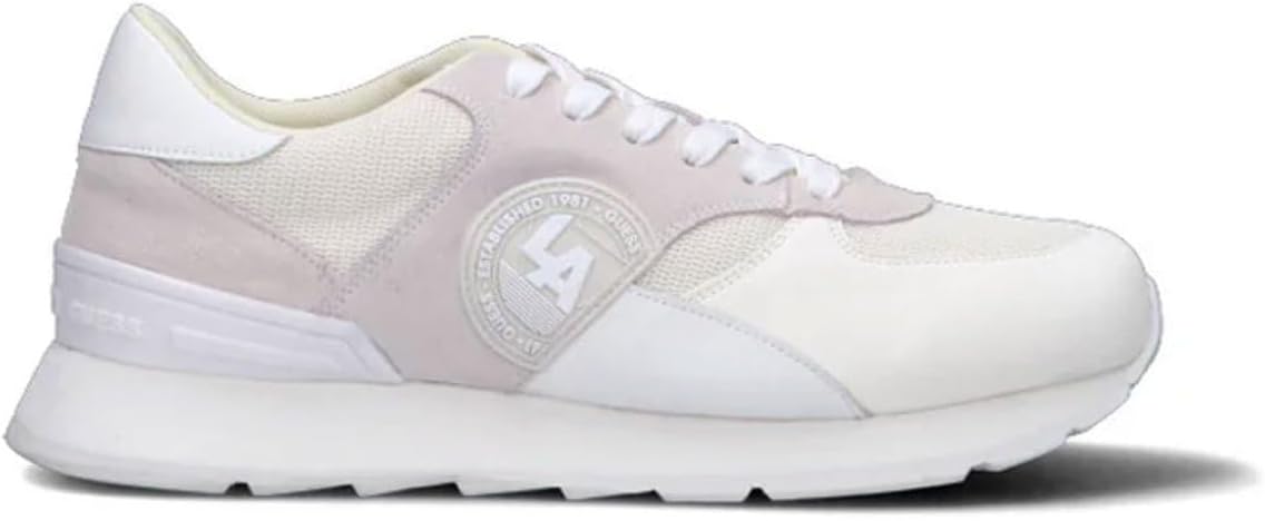 Detalle de Guess Homme Fano Sneaker : sneaker en cuir blanc avec détails beige